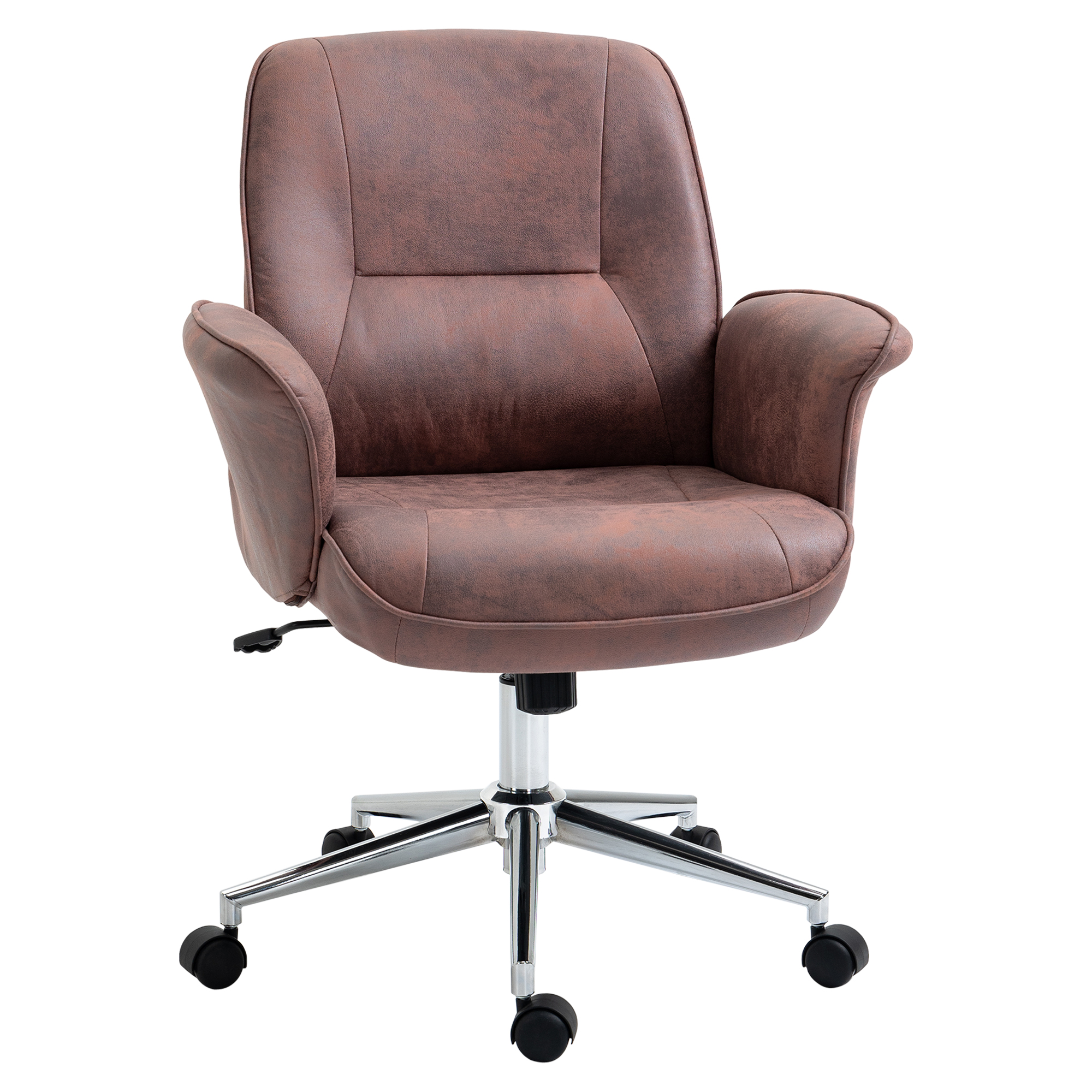 Vinsetto Swivel Chair,Microfibre Office Computer Desk Chair, Mid Back, W/ Home Study, Bedroom, Red - Life Essentials