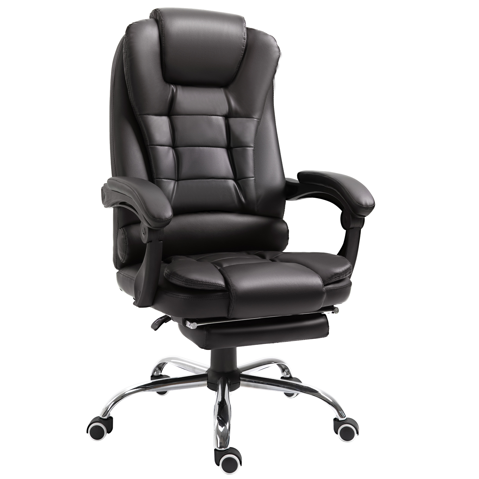 PU Leather Executive Office Chair, High Back Swivel Chair with Retractable Footrest, Adjustable Height, Reclining Function, Brown - Life Essentials