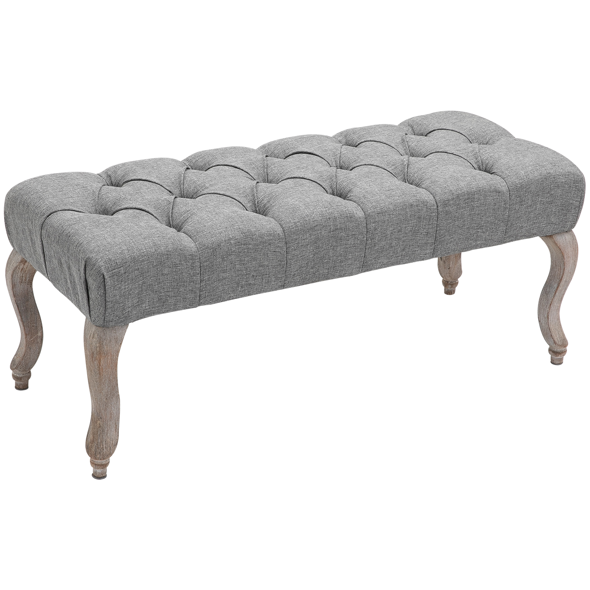 Tufted Upholstered Accent Bench Window Seat Bed End Stool Fabric Ottoman for Living Room, Bedroom, Hallway - Life Essentials