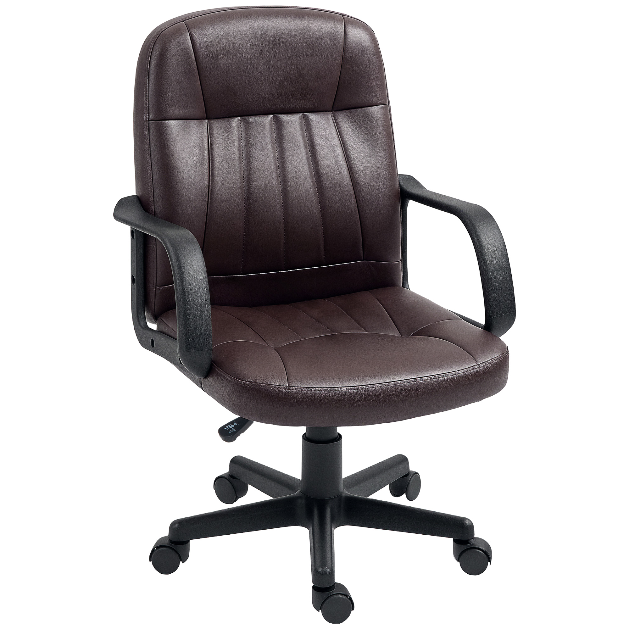HERON Swivel Executive Chair PU Leather Computer Desk Chair, Dark Brown - Life Essentials