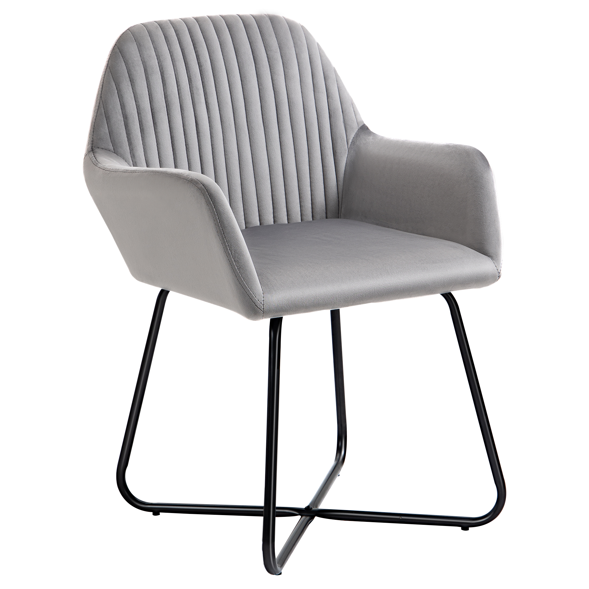 Modern Arm Chair Upholstered Accent Chair with Metal Base for Living Room Grey - Life Essentials