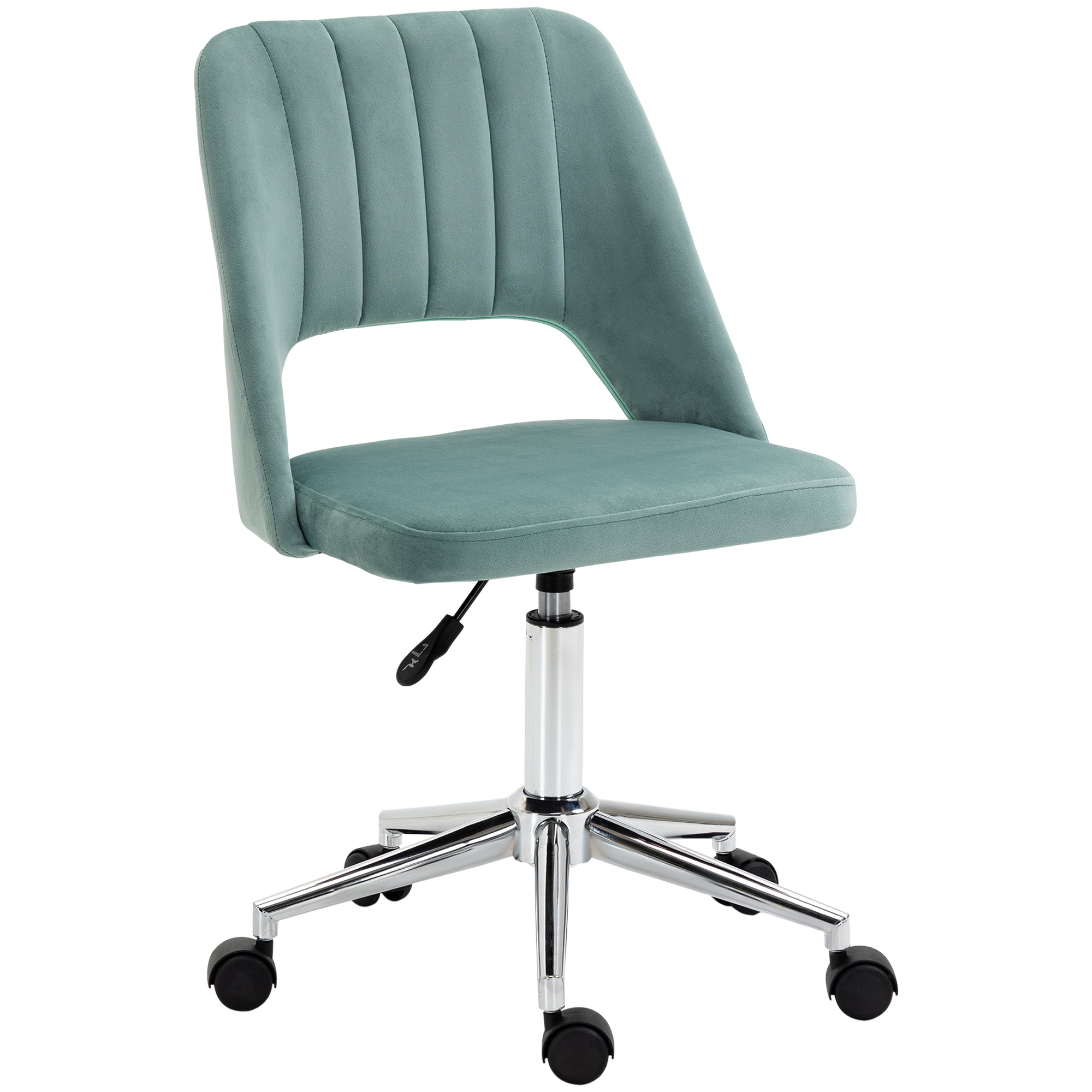 Mid Back Office Chair Velvet Fabric Swivel Scallop Shape Computer Desk Chair for Home Study Bedroom Green - Life Essentials