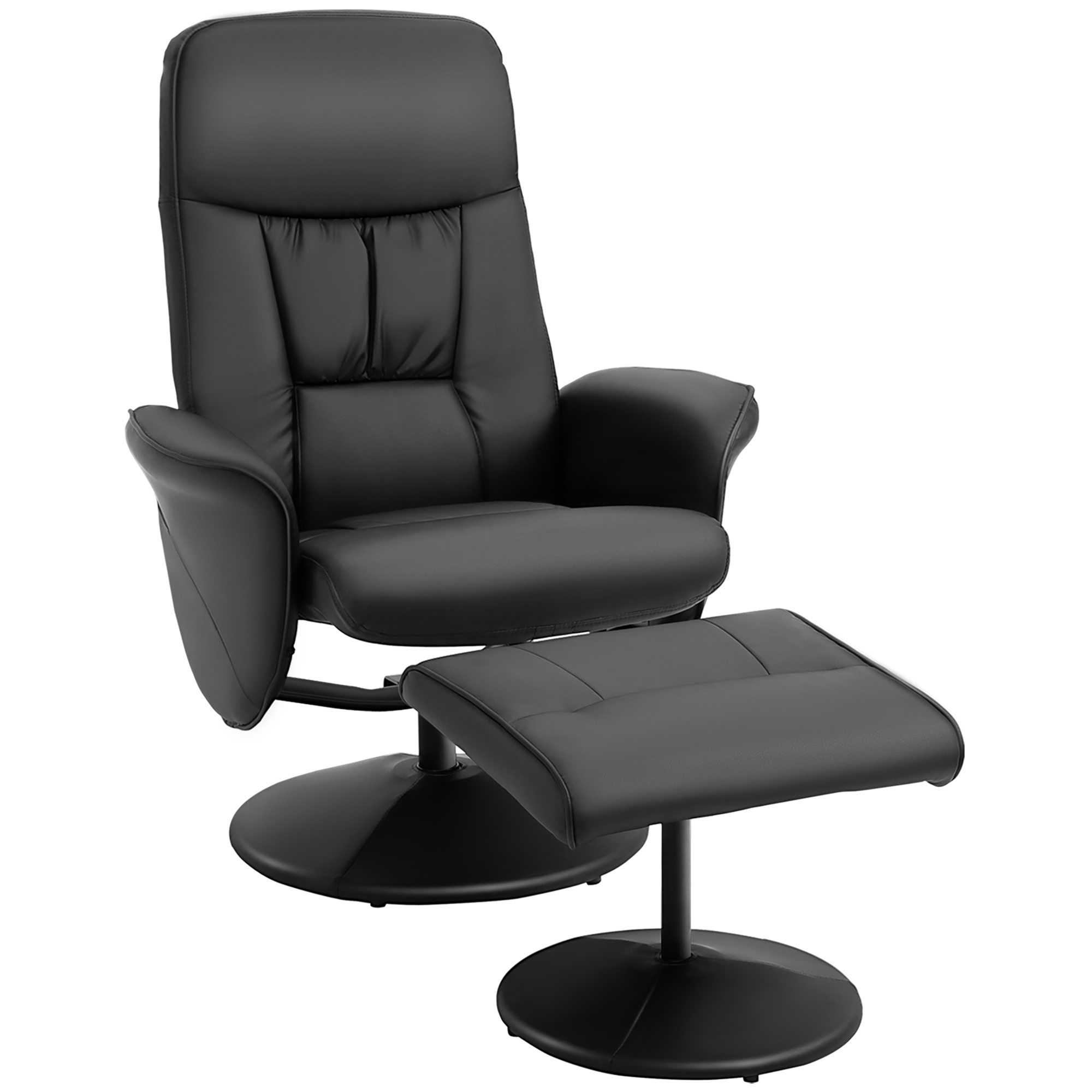 Executive Recliner Chair High Back and Footstool Armchair Lounge Seat Black - Life Essentials