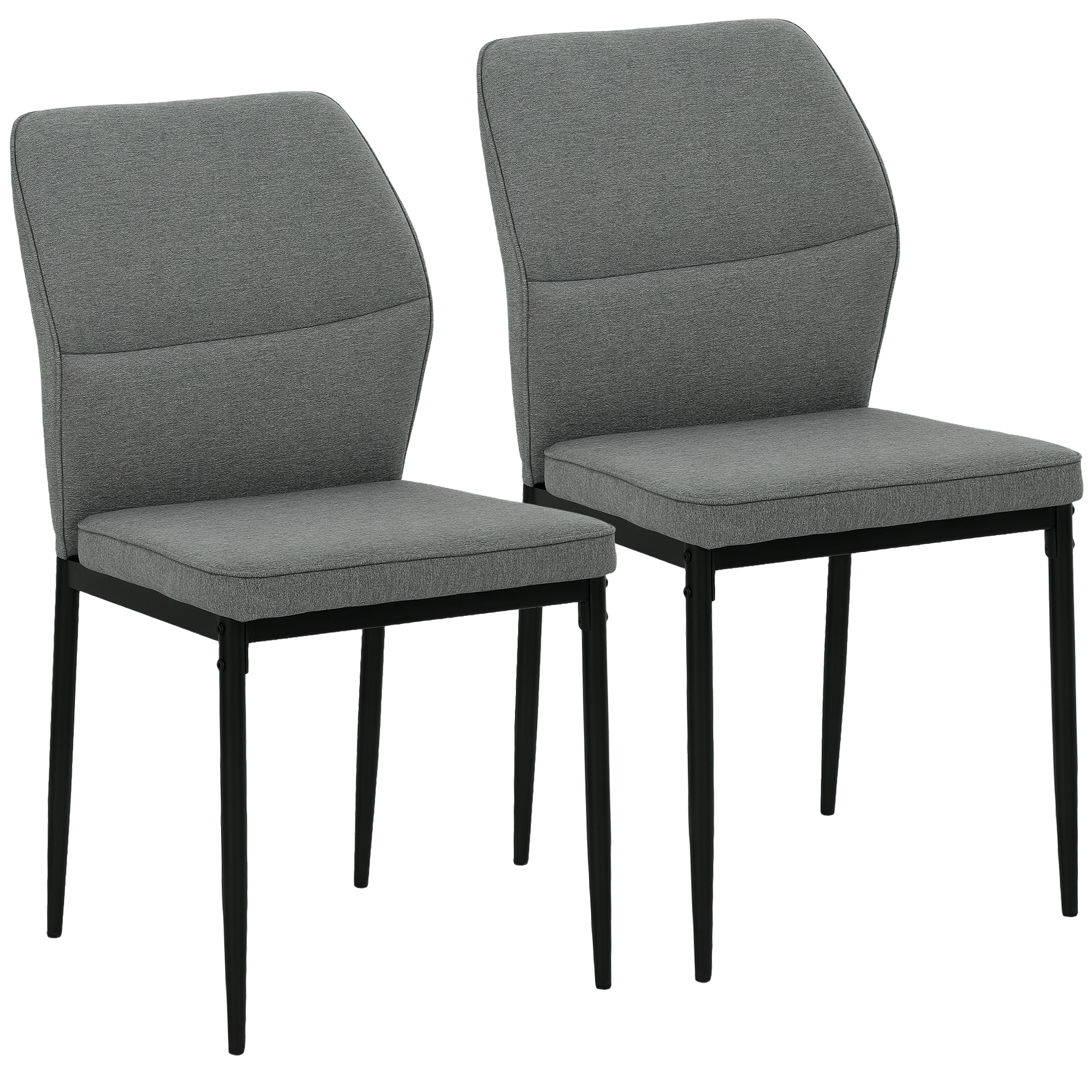 HERON Set of 2 Velvet Dining Chairs with Metal Legs, Armless Padded Seat, Grey - Life Essentials