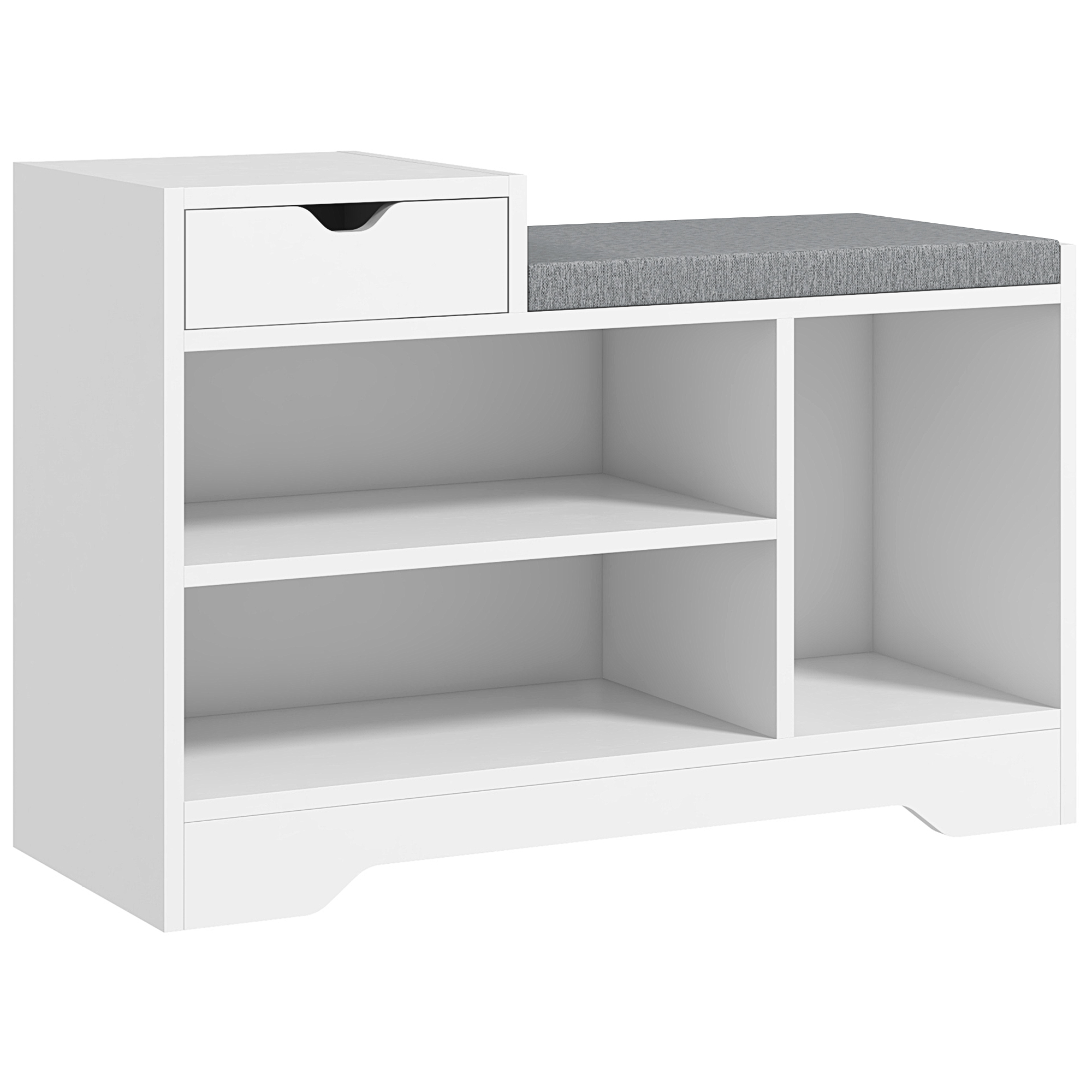 ANWI Shoe Storage with Seat, Upholstered Entryway Bench, Shoe Bench with Drawer and 3 Open Shelves for Hallway - Life Essentials