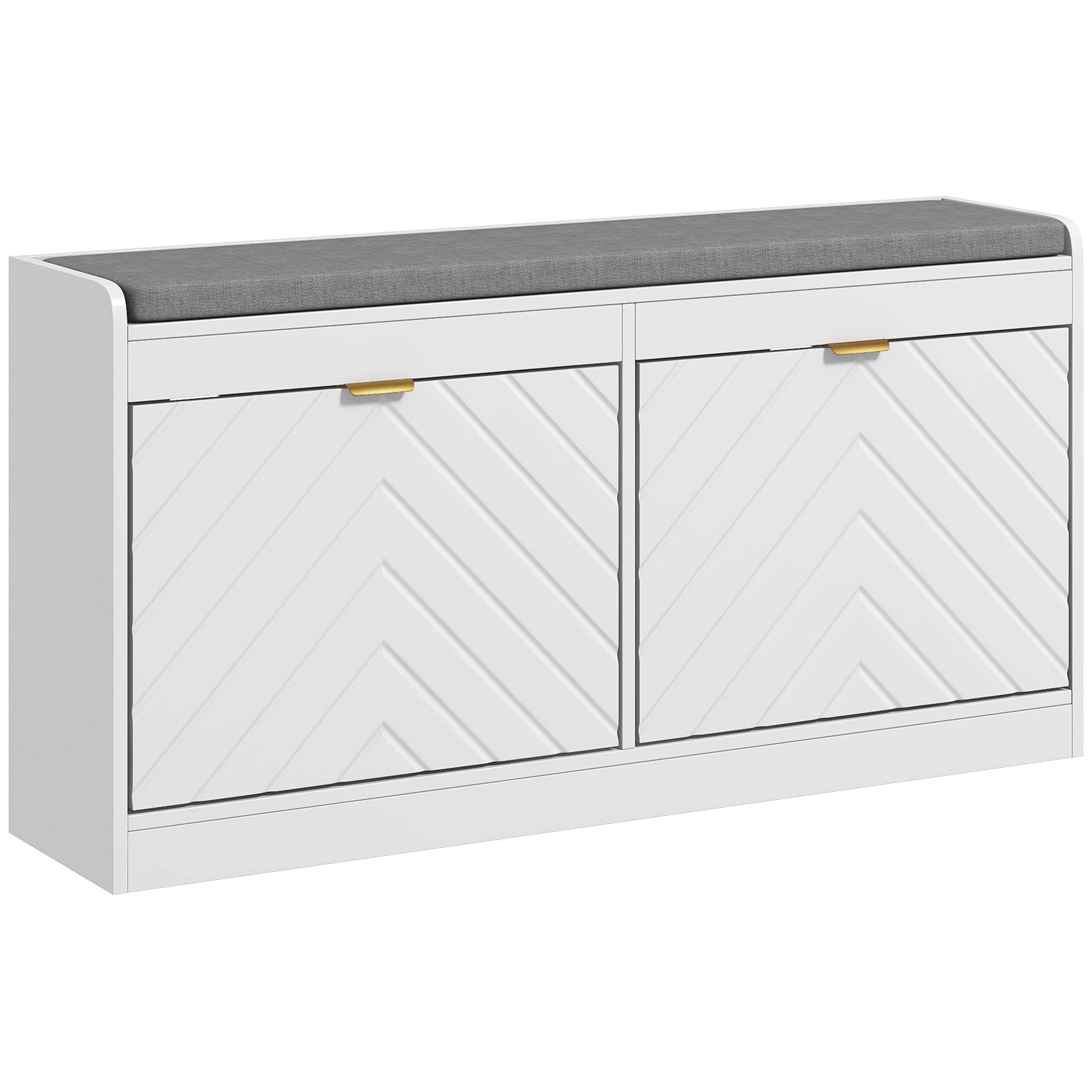 Shoe Storage with Seat, Upholstered Entryway Bench, Shoe Bench with 2 Flip Drawers and 2 Vents for 8 Pairs of Shoes - Life Essentials