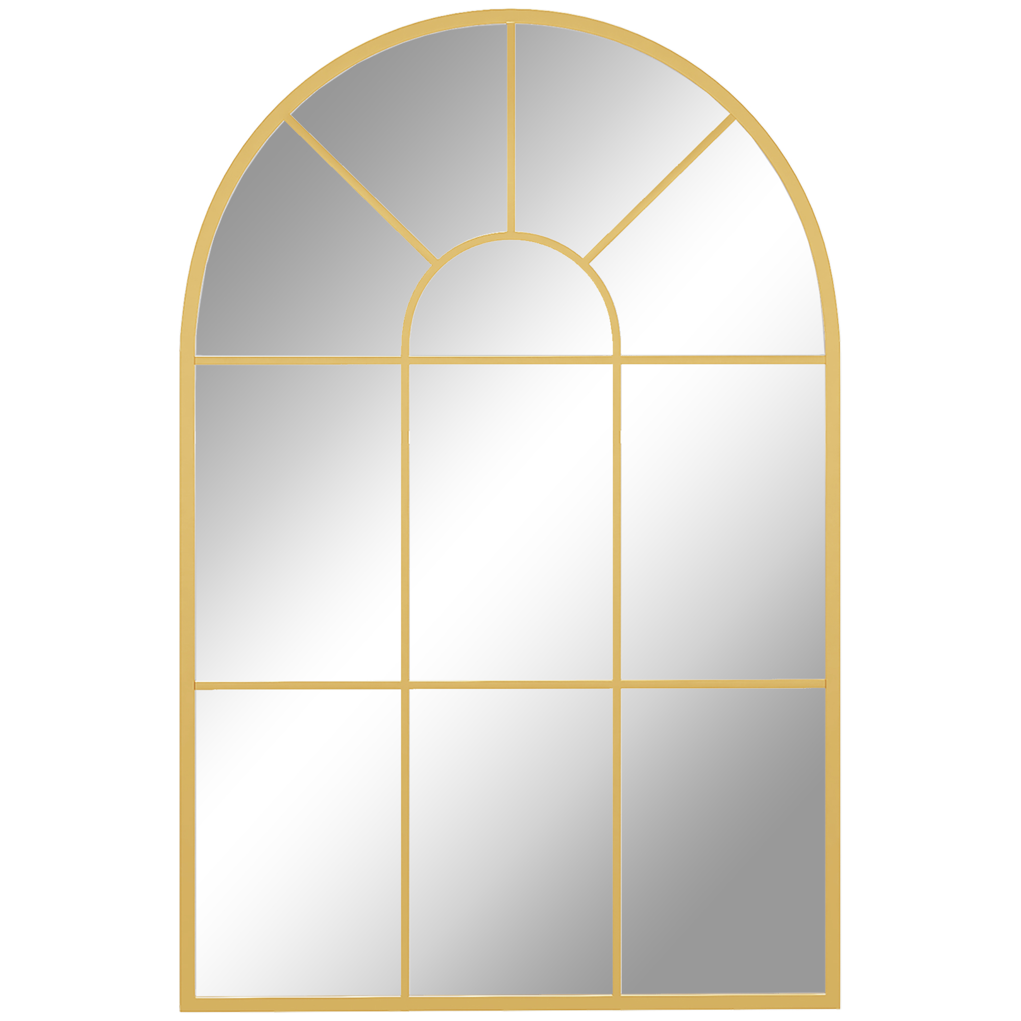 HERON Modern Arched Wall Mirror, 91 x 60 cm Window Mirrors for Living Room, Bedroom, Gold Tone - Life Essentials