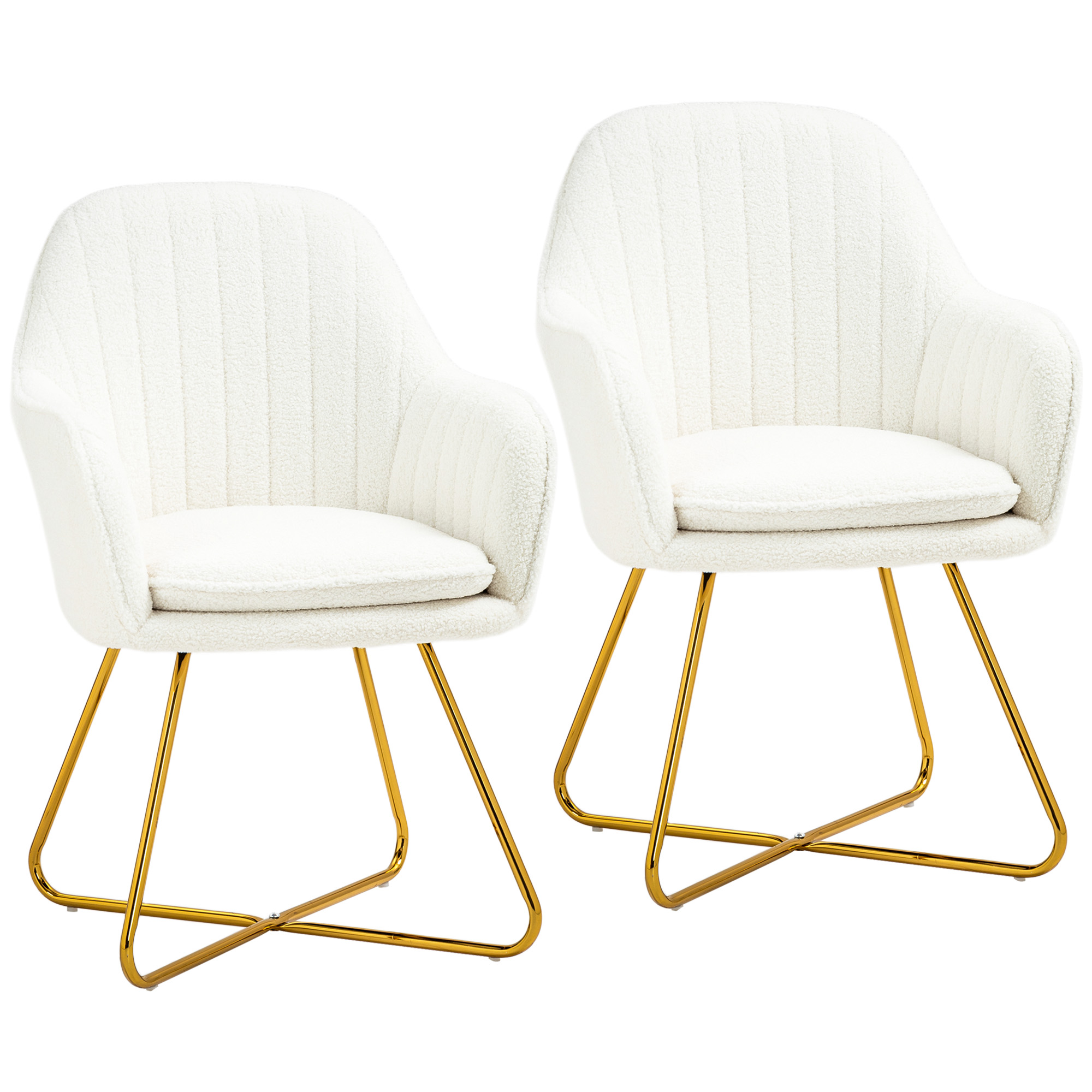 HERON Set of Two Sherpa Fleece Dining Chairs - Cream - Life Essentials