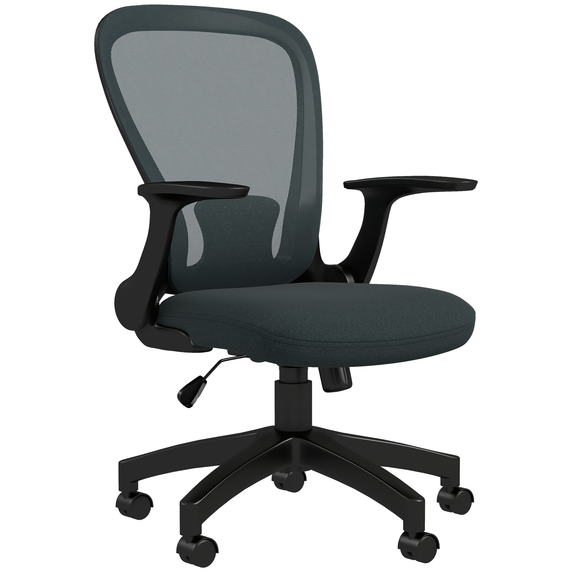Vinsetto Ergonomic Office Chair, Mesh Desk Chair with Flip-up Armrest, Lumbar Back Support, Swivel Wheels, Grey - Life Essentials