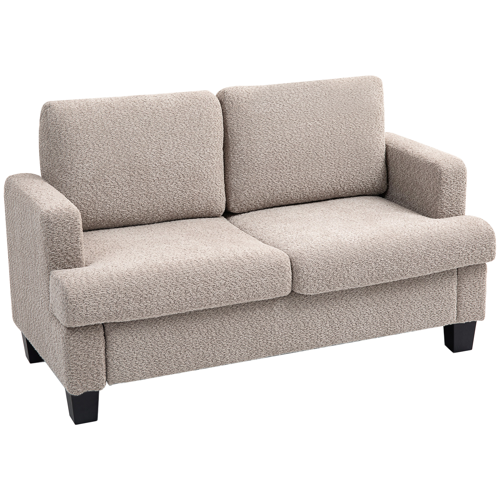 HERON 2-Seater Sofa, Chenille Fabric, Removable Cushions, Loveseat for Living Room, Light Brown - Life Essentials