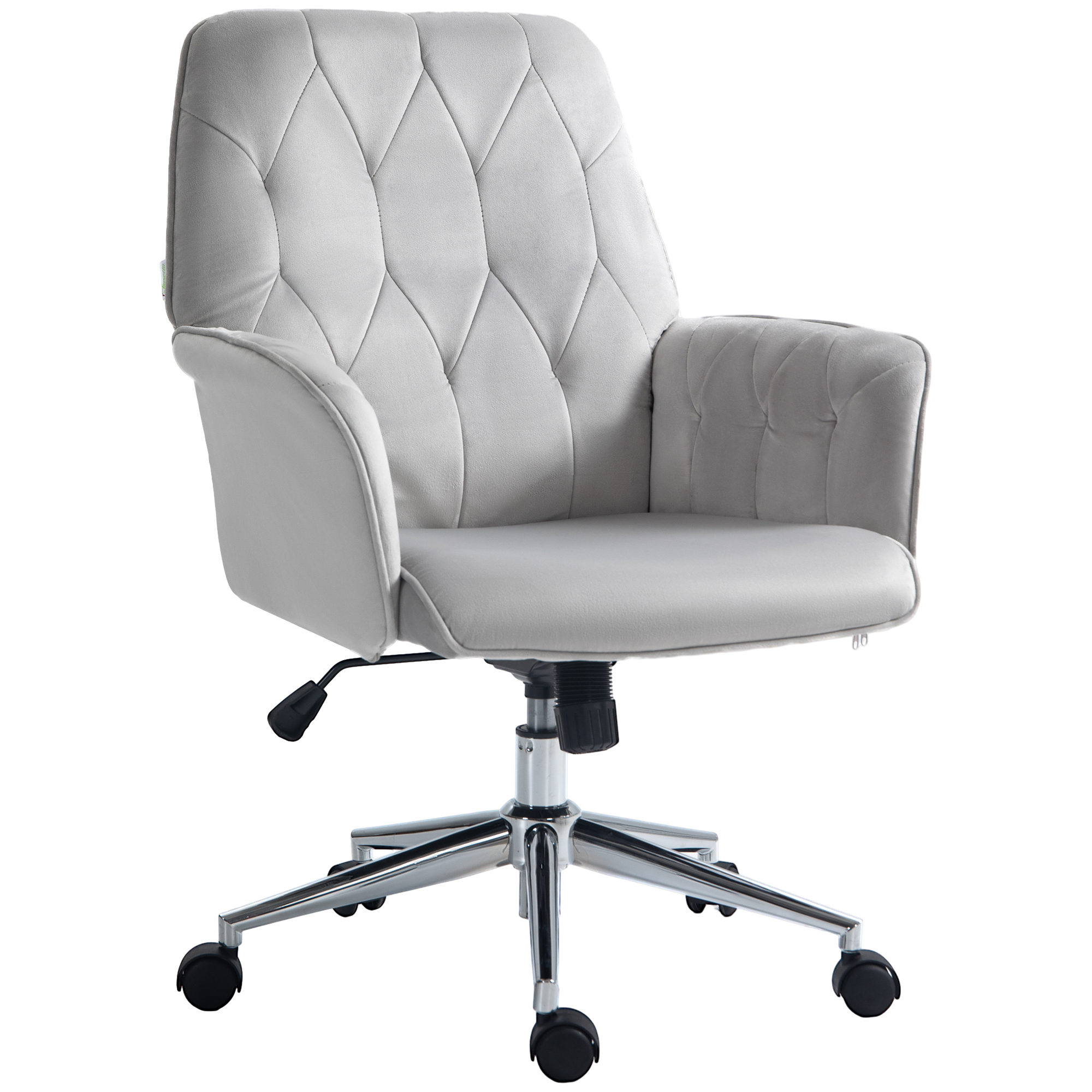 Vinsetto Linen Computer Chair with Armrest, Modern Swivel Chair with Adjustable Height, Light Grey - Life Essentials