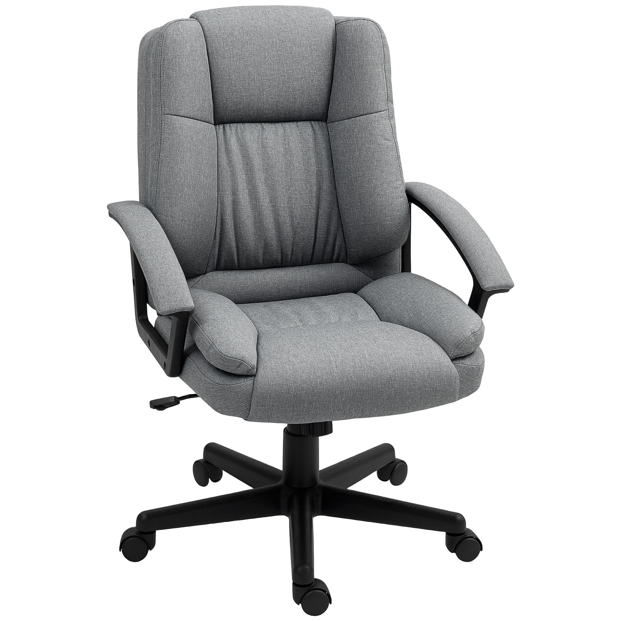 HERON Linen-Look Padded Office Chair - Grey - Life Essentials