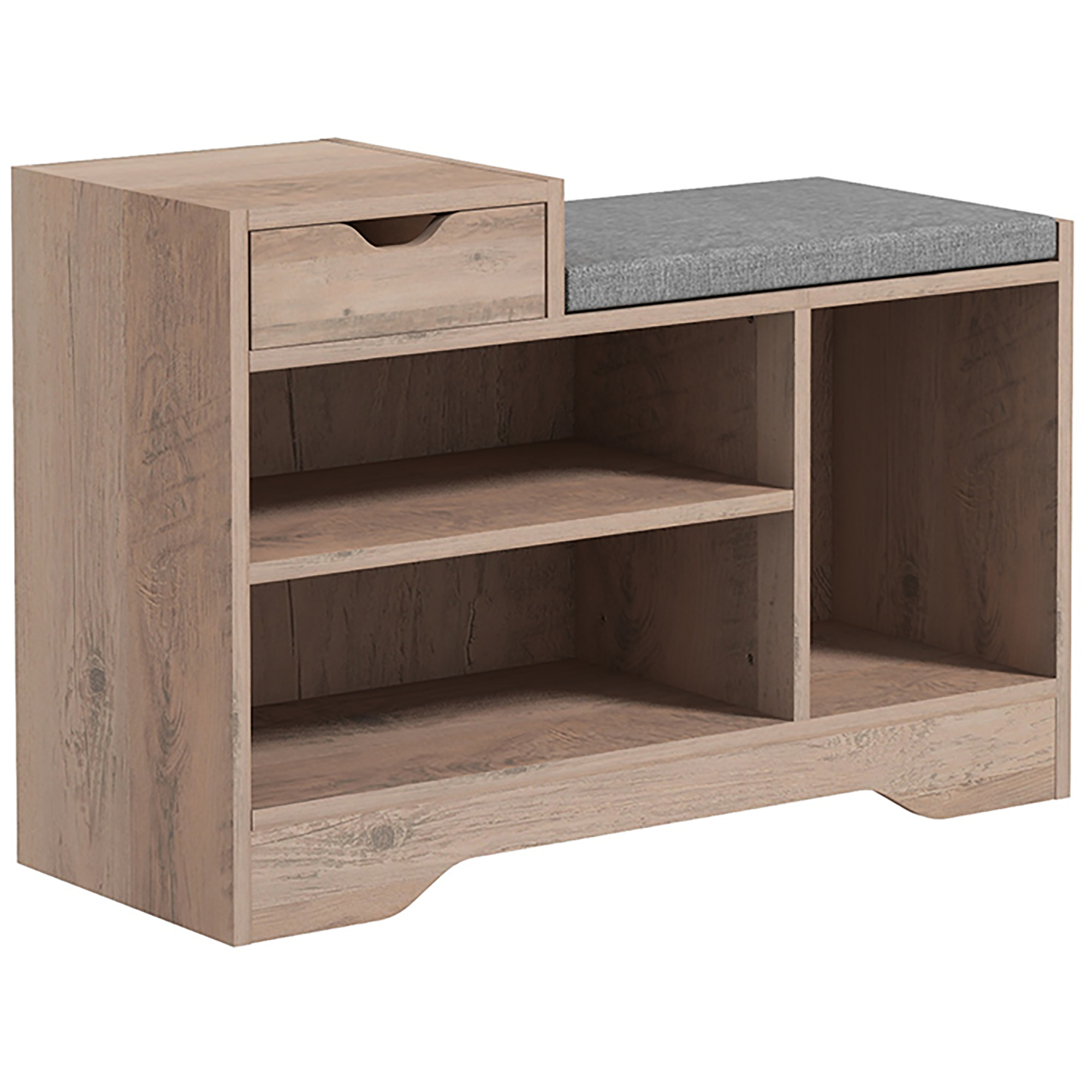 ANWI Shoe Bench with Seat and Multi-Compartment Storage Grey 76.5cm - Life Essentials