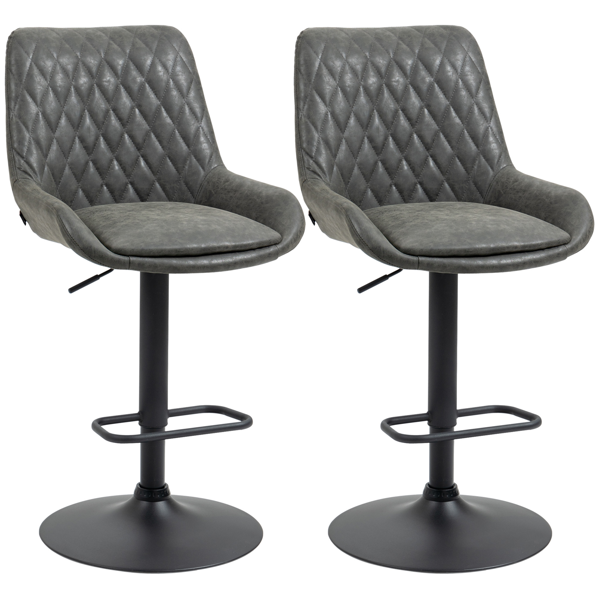 Retro Adjustable Bar Stools Set of 2 with Swivel Seats - Life Essentials