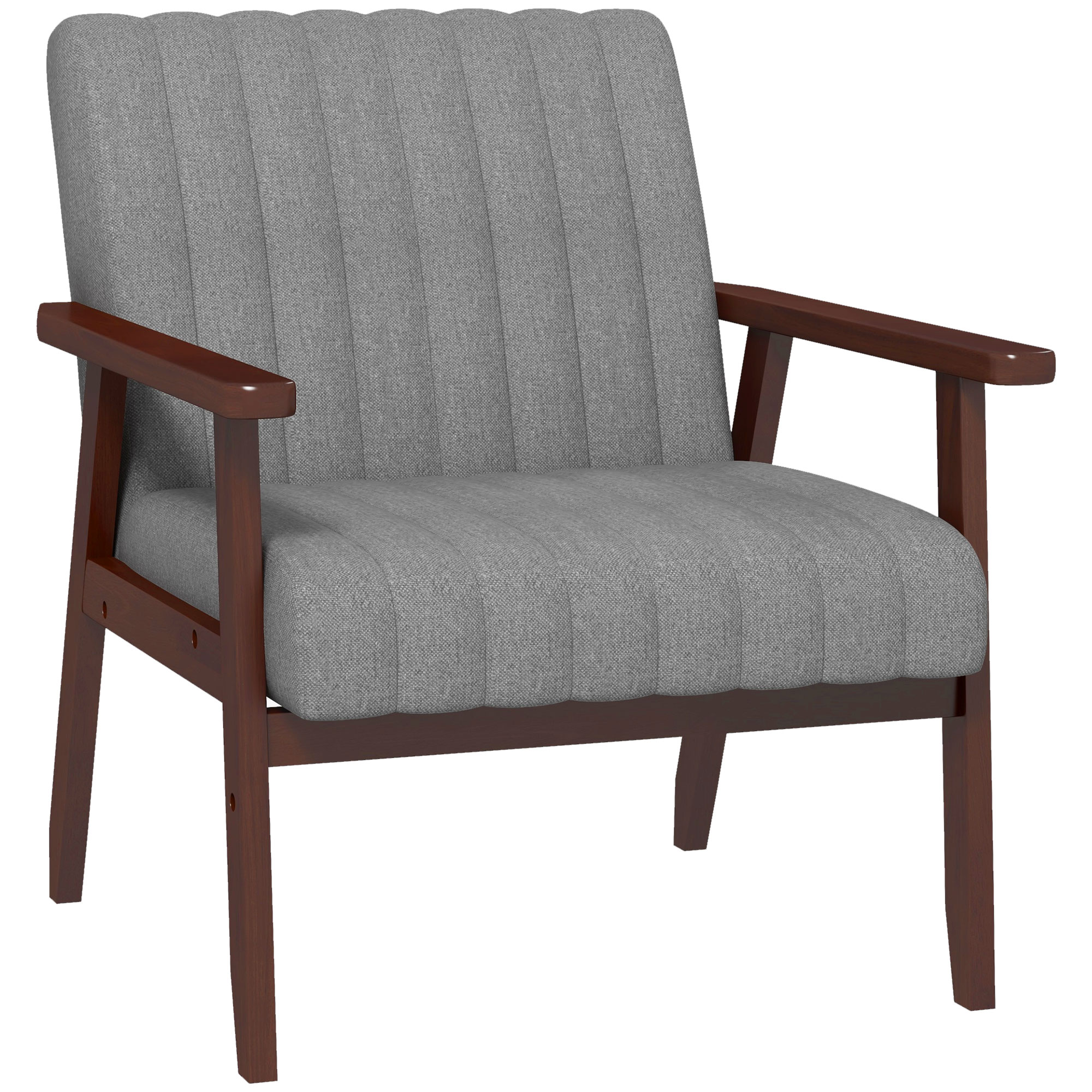 Modern Armchair, Fabric Accent Chair, Upholstered Living Room Chair with Wood Legs Tufting Pattern for Bedroom, Grey - Life Essentials