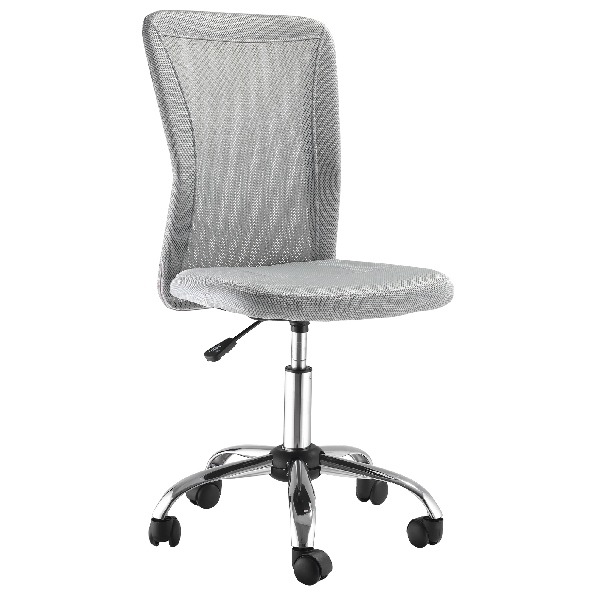 Home Office Mesh Task Chair Ergonomic Armless Mid Back Height Adjustable with Swivel Wheels, Grey - Life Essentials