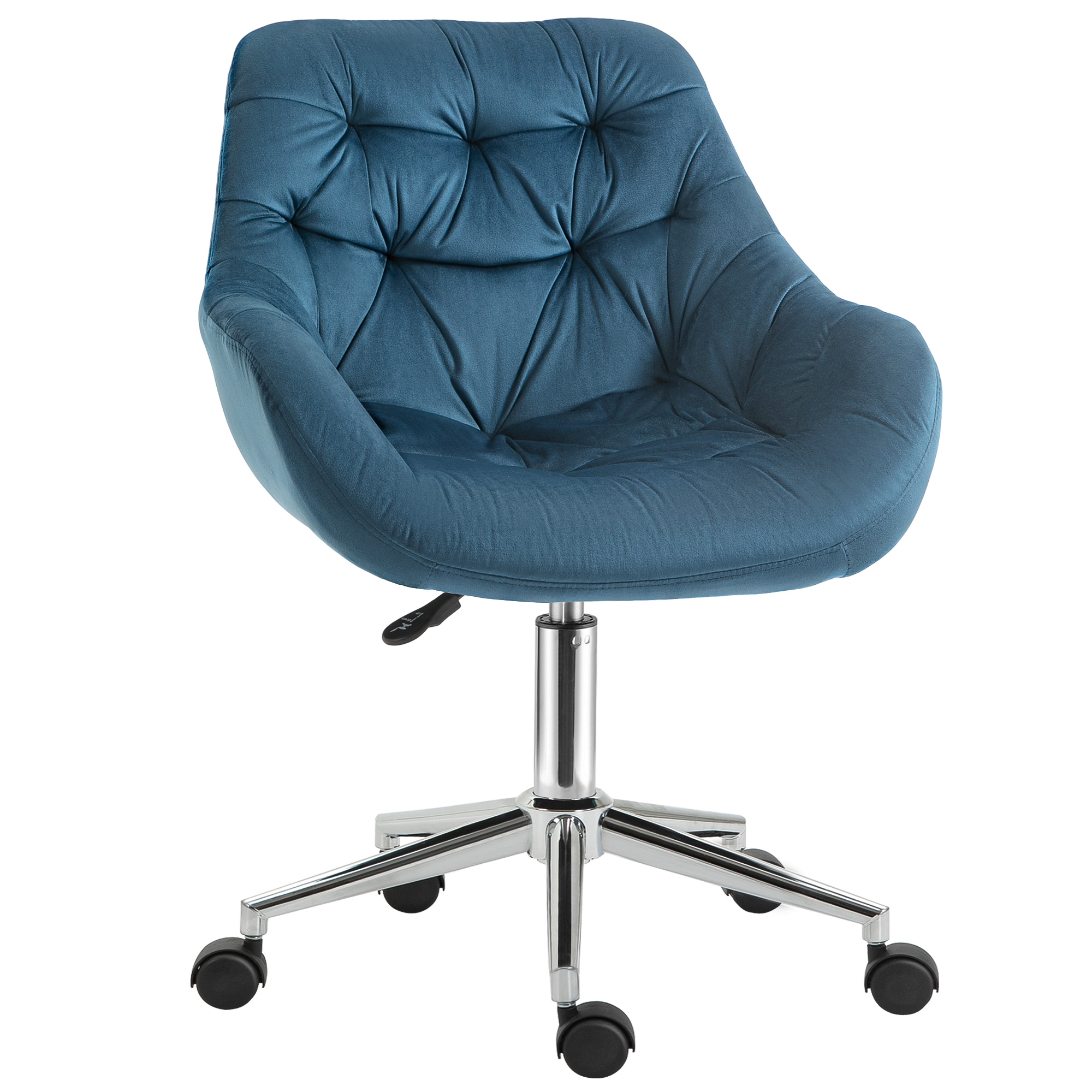 Home Office Chair Velvet Ergonomic Computer Chair Comfy Desk Chair with Adjustable Height, Arm and Back Support, Blue - Life Essentials