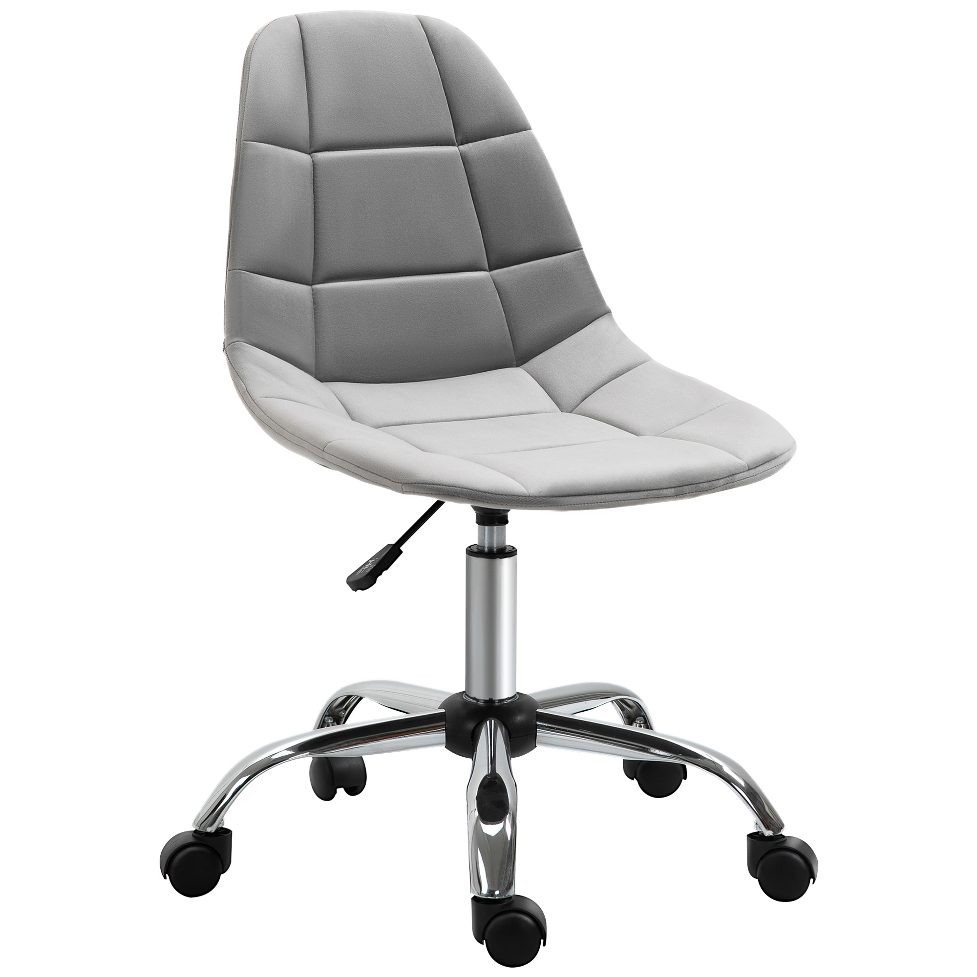 Ergonomic Office Chair with Adjustable Height and Wheels Velvet Executive Chair Armless for Home Study Bedroom Grey - Life Essentials