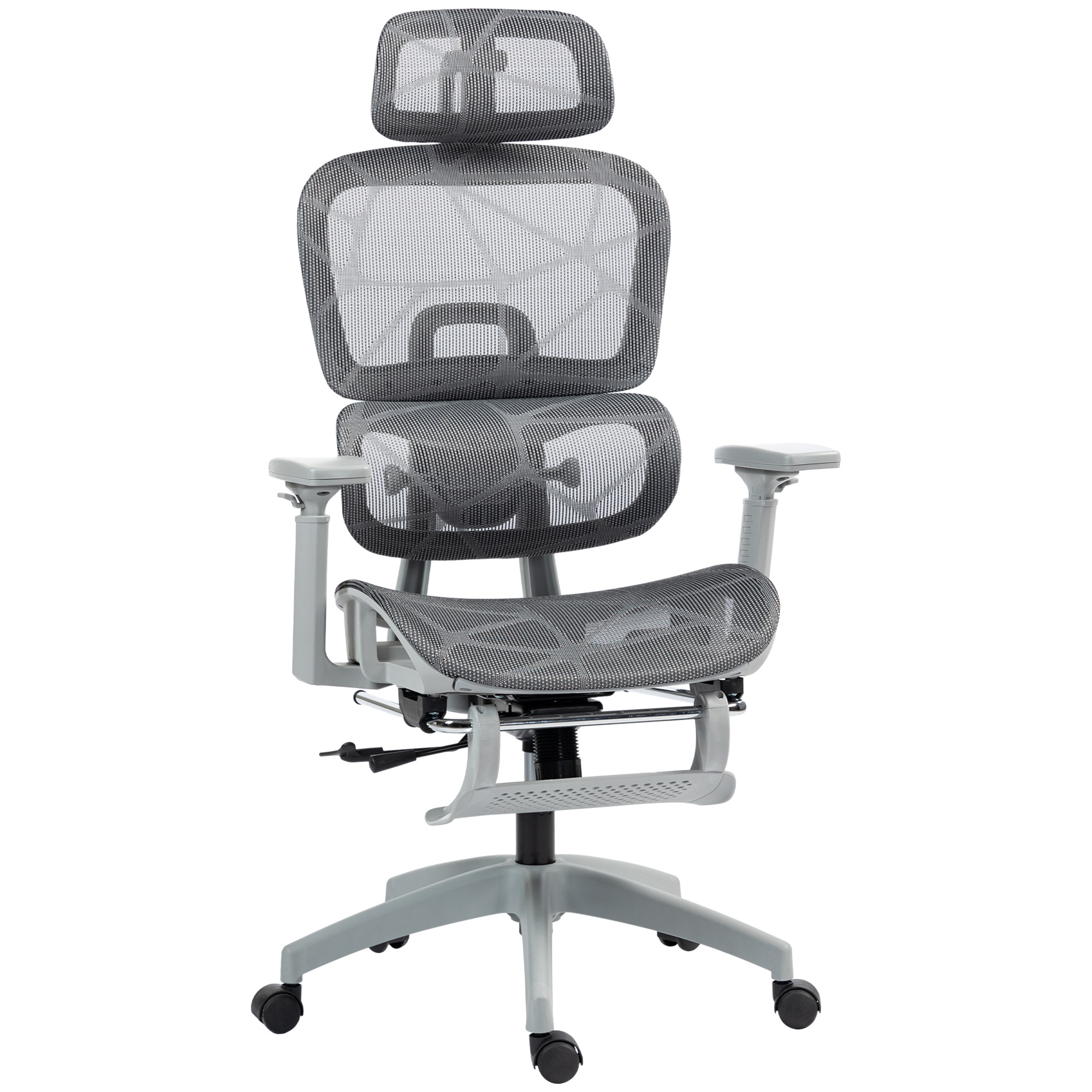 HERON Executive Office Chair, Ergonomic Mesh High Back Desk Chair with Lumbar Support, Swivel Computer Chair with 3D Armrest, Grey - Life Essentials