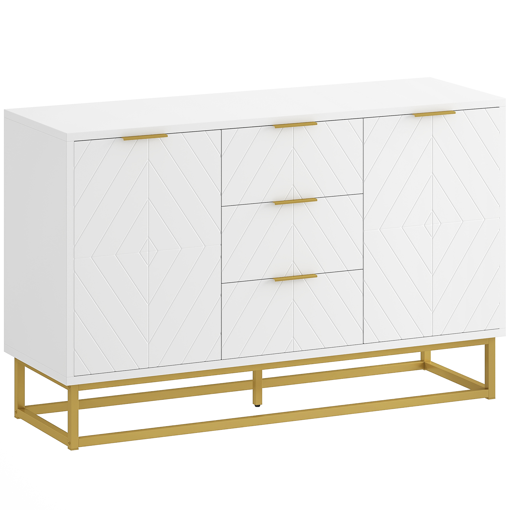 Modern Storage Cabinet Freestanding Cupboard with 3 Drawers for Dining Room, Living Room - Life Essentials