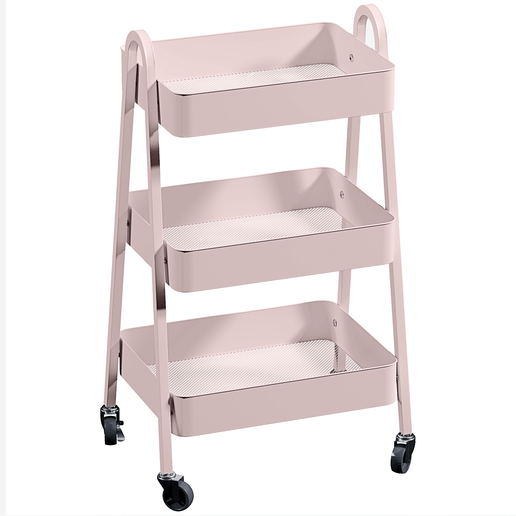 HERON Three-Tier Storage Trolley - Pink - Life Essentials
