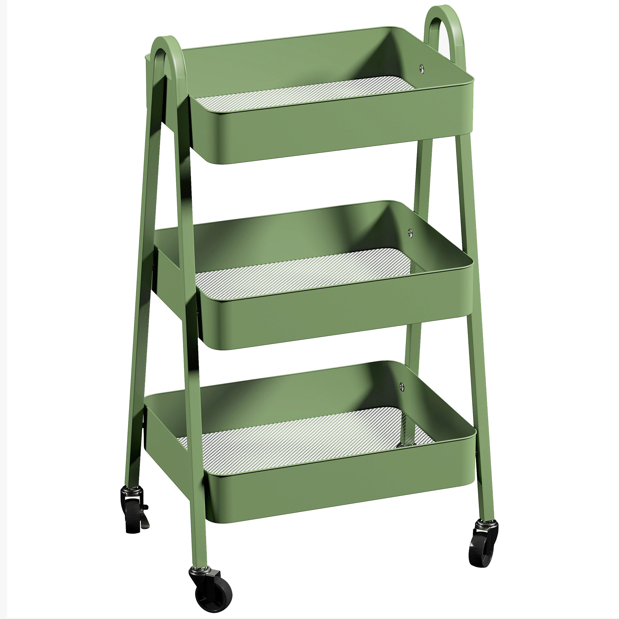HERON Three-Tier Storage Trolley - Green - Life Essentials