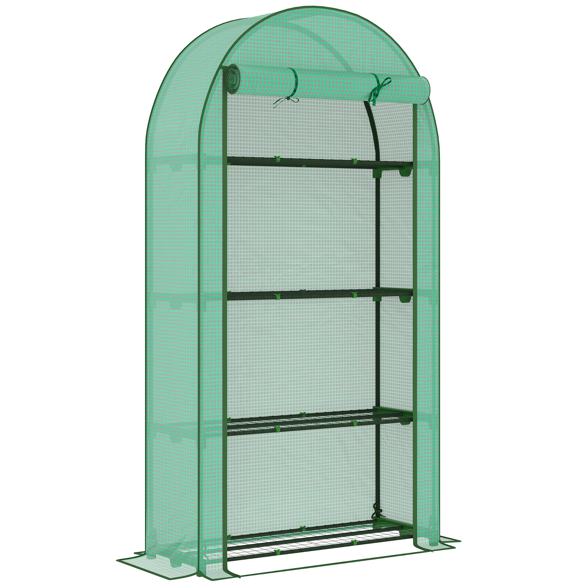 SUNVISTA 4 Tier Mini Greenhouse with Reinforced PE Cover, Portable Small Greenhouse with Roll-Up Door, 105 x 45 x 160cm, Green - Life Essentials