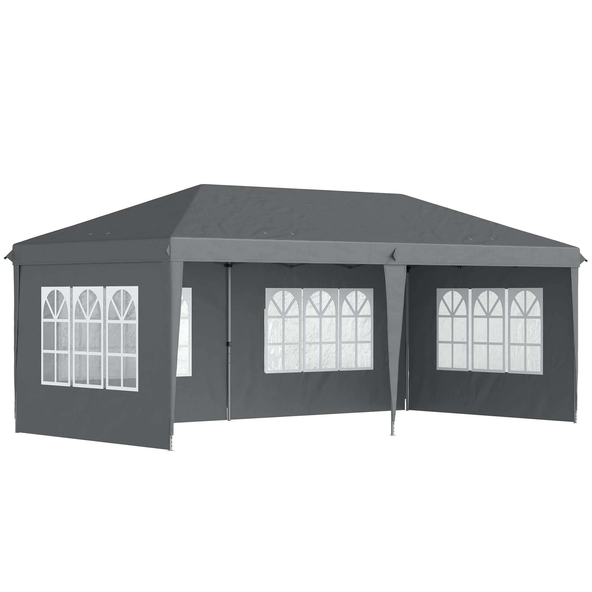 3x6m Pop Up Gazebo with Sidewalls and Storage Bag - Grey - Life Essentials