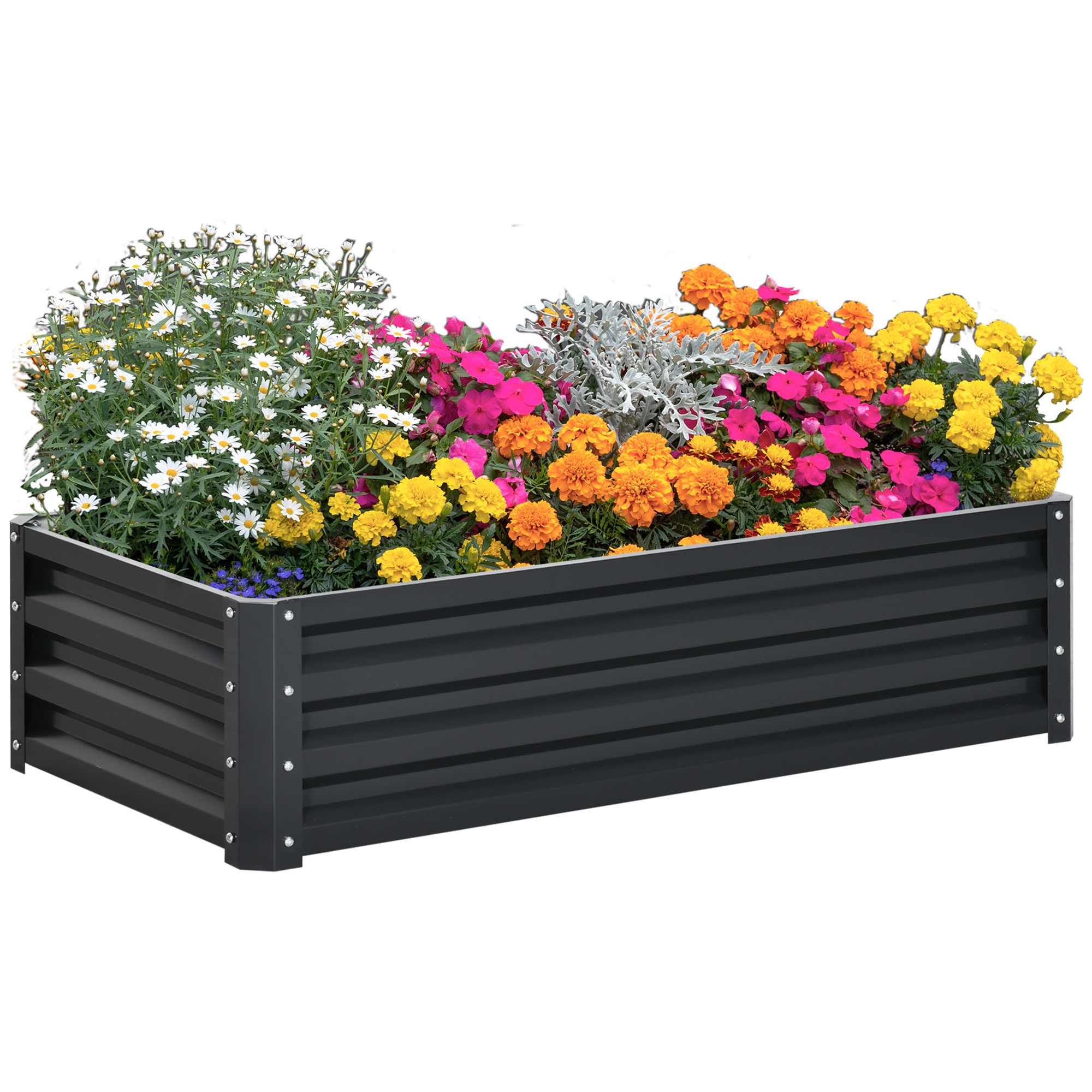 Raised Beds for Garden, Galvanized Outdoor Planters, for Herbs and Vegetables, Use for Patio, Backyard, Balcony, Grey - Life Essentials