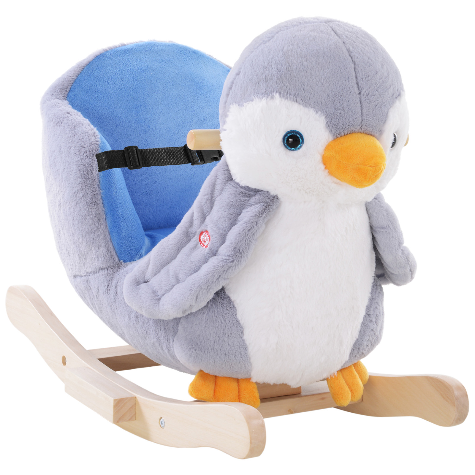 Rocking Animal Horse Penguin Colourful Plush Musical Button 32 Songs Wide Seat Handlebar Multicoloured - Life Essentials