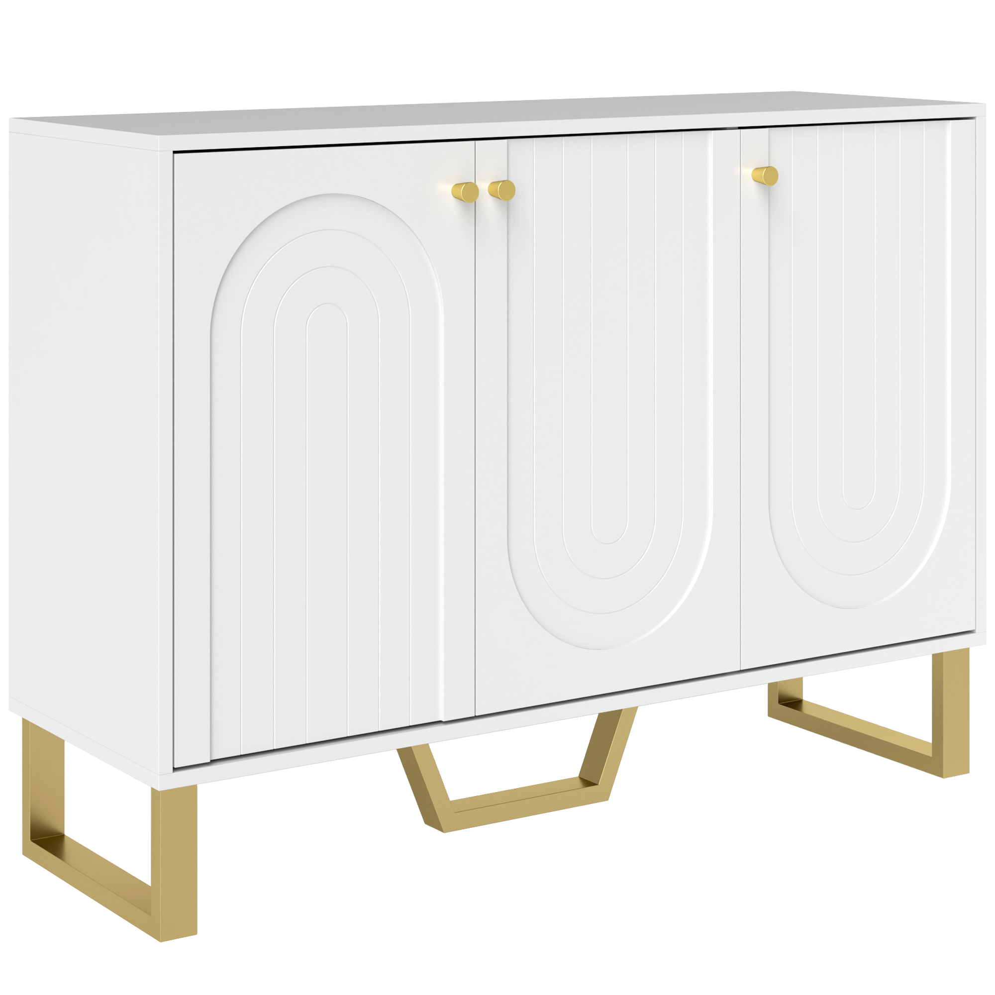 HERON 3-Door Sideboard Storage Cabinet - White - Life Essentials