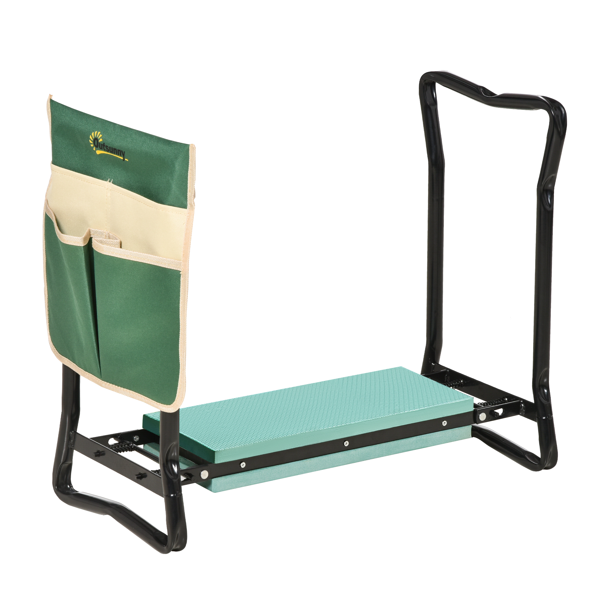 Foldable Steel Frame Garden Kneeler Seat w/ Foam Bag Tool Bag Pouch Outdoor Garden Stable Sturdy Assistance Versatile Use - Life Essentials