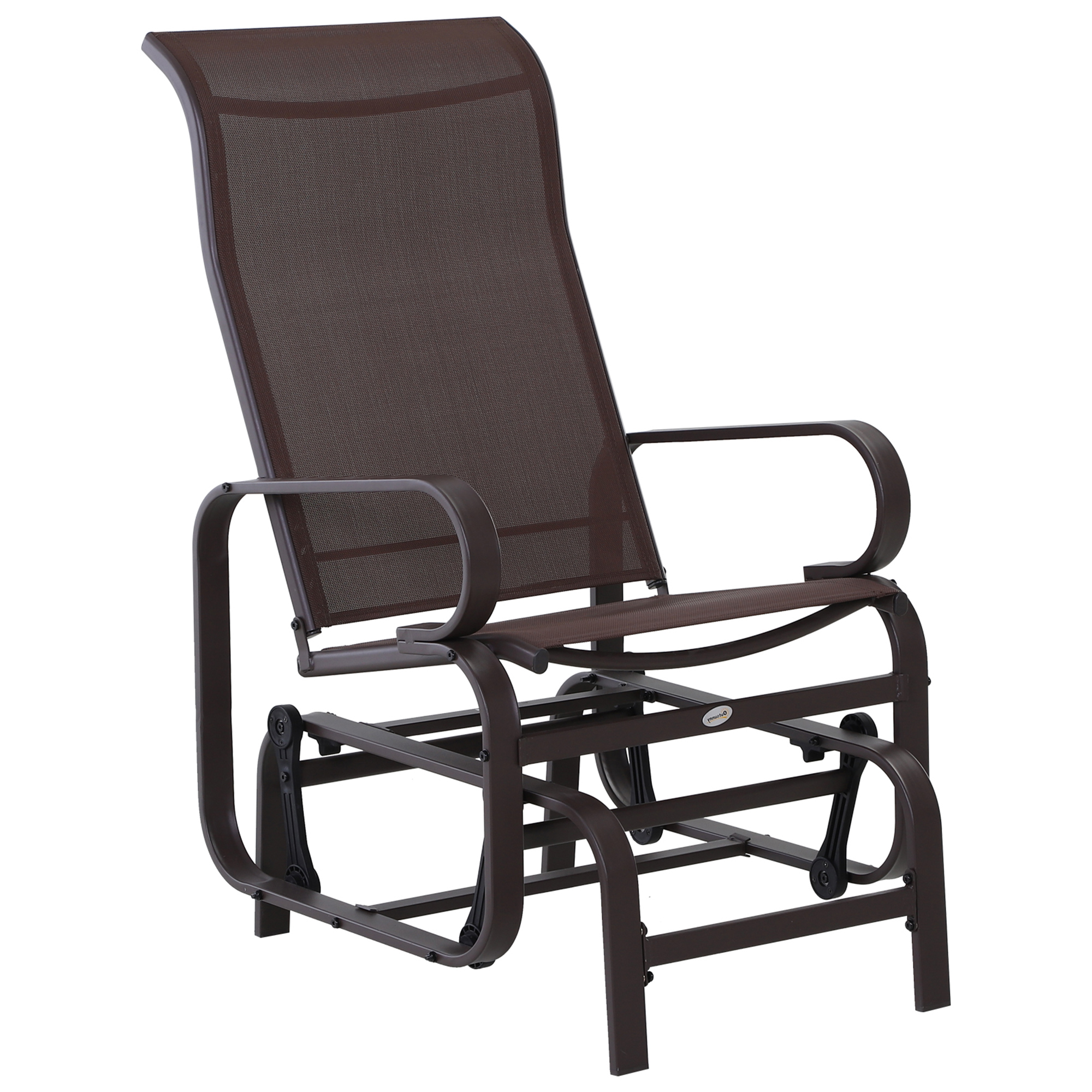 Outdoor Gliding Rocking Chair with Sturdy Metal Frame Garden Comfortable Swing Chair for Patio, Backyard and Poolside, Brown - Life Essentials