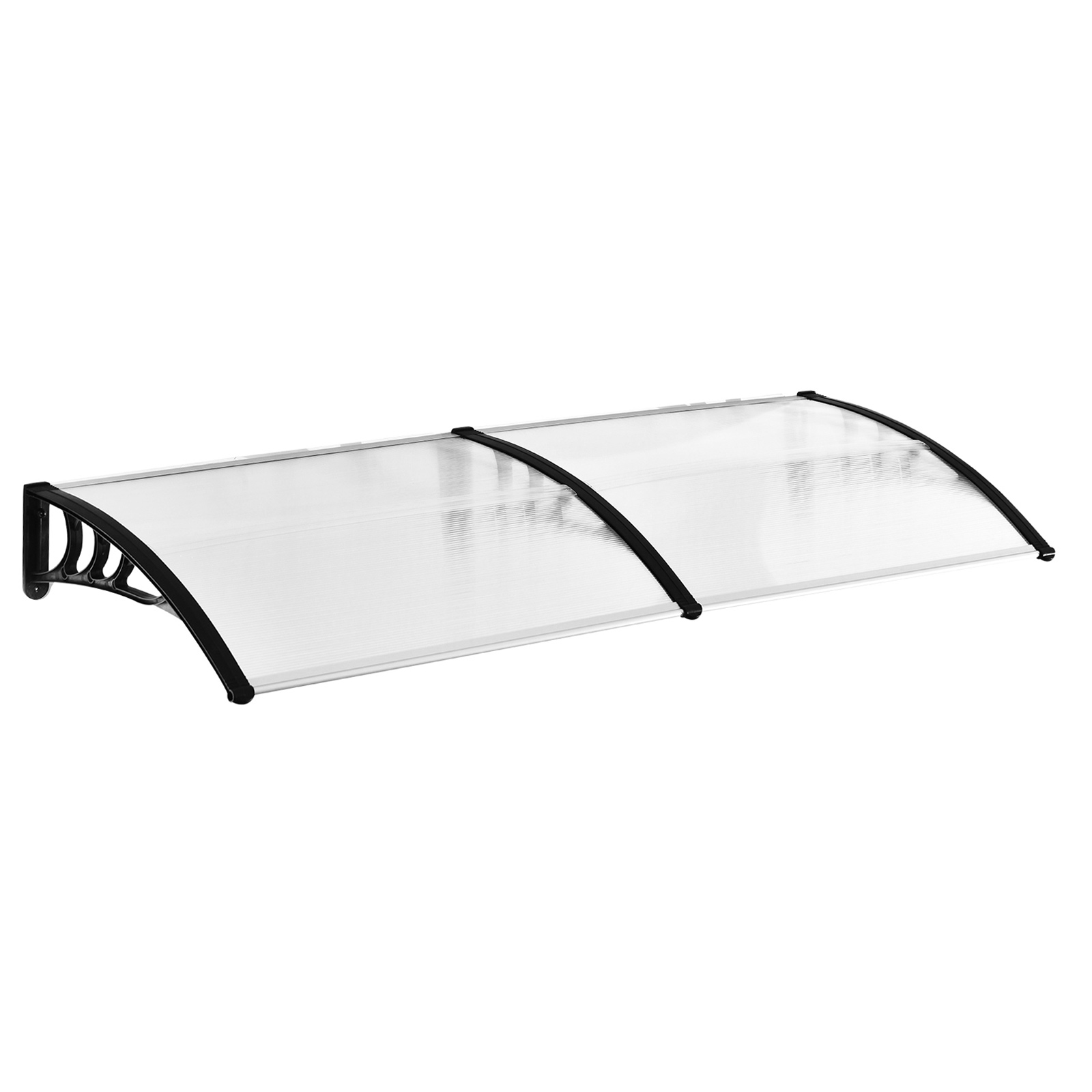 75 x 195 cm Curved Door Window Awning Canopy, Polycarbonate Cover Front Door Outdoor Patio, UV Rain Snow Protection Shelter, Clear - Life Essentials