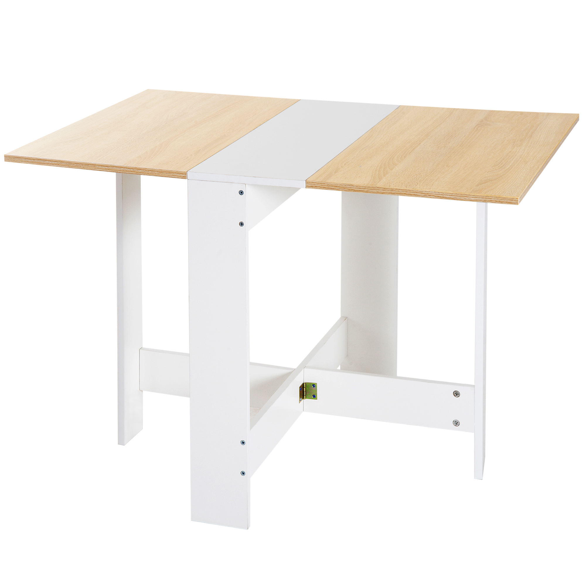 Particle Board Wooden Folding Dining Table Writing Computer Desk PC Workstation Space Saving Home Office Oak & White - Life Essentials