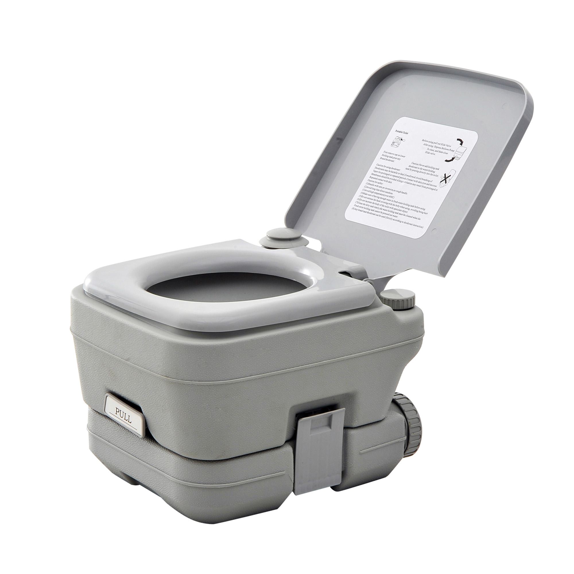 10L Portable Travel Toilet Outdoor Camping Picnic with 2 Detachable Tanks & Push-button Operation, Grey - Life Essentials