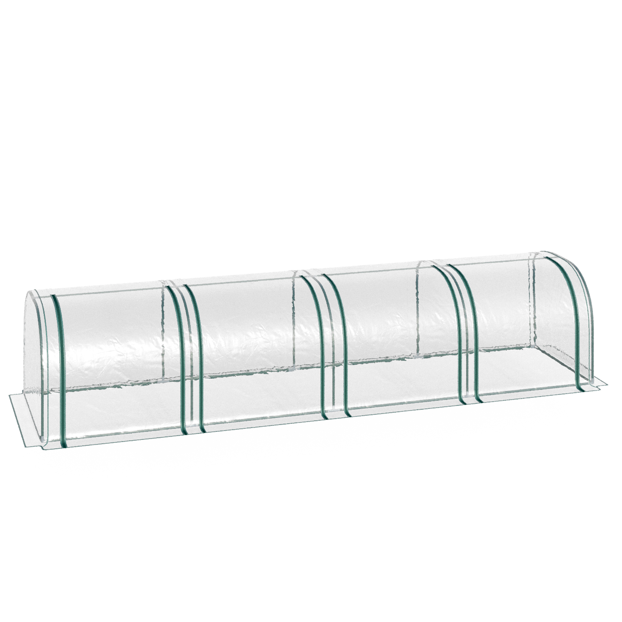 PVC Tunnel Greenhouse Green Grow House Steel Frame for Garden Backyard with Zipper Doors 395x100x80 cm Clear - Life Essentials