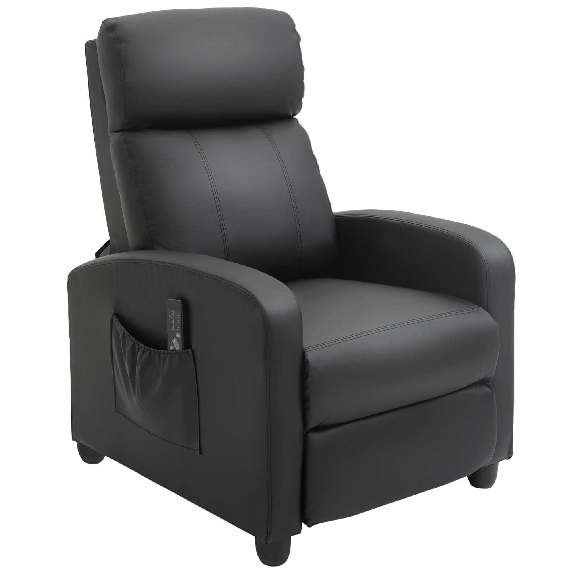 Recliner Sofa Chair PU Leather Massage Armcair w/ Footrest and Remote Control for Living Room, Bedroom, Home Theater, Black - Life Essentials
