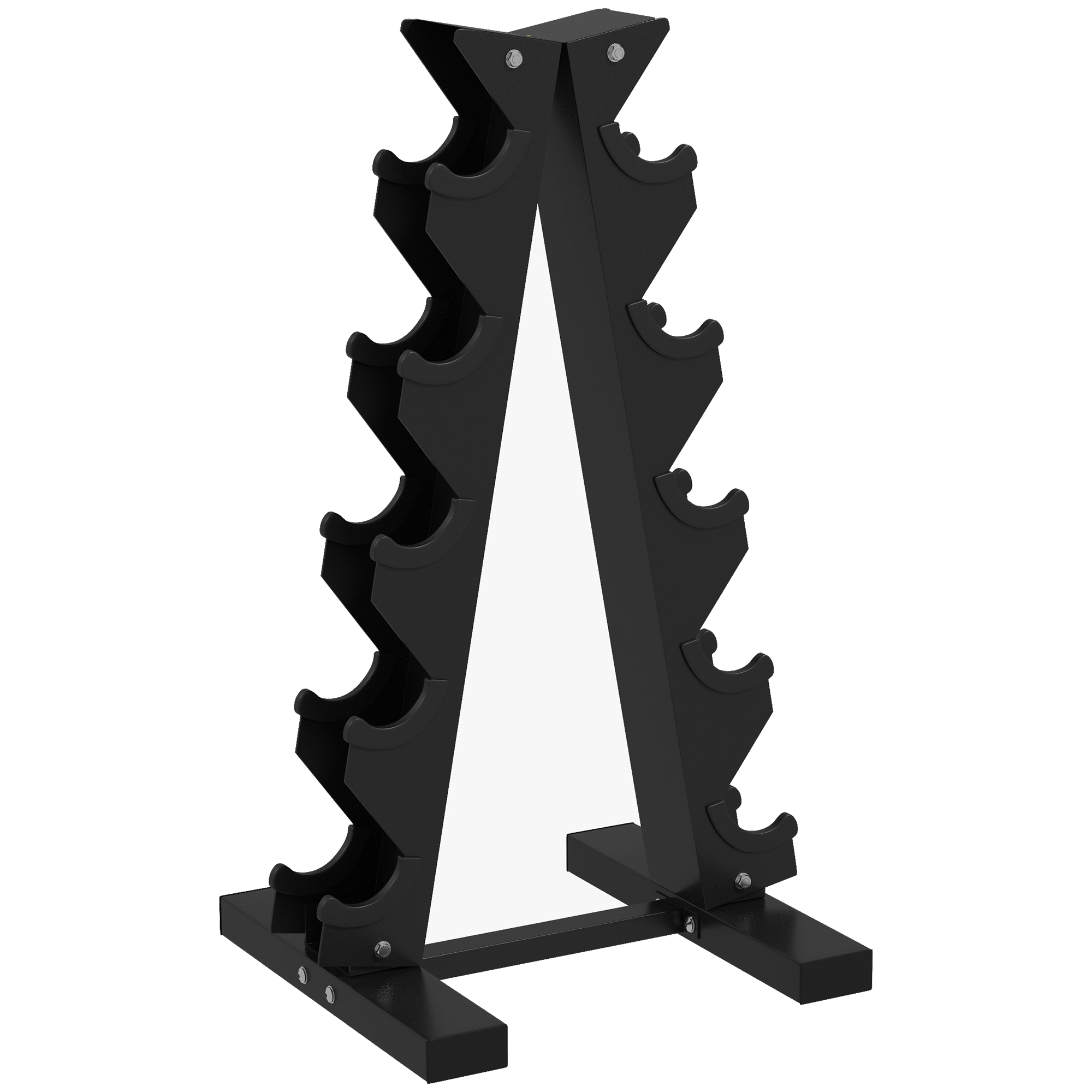 SPORTNOW Five-Tier Dumbbell Storage Rack, for Home Gym Exercise - Black - Life Essentials