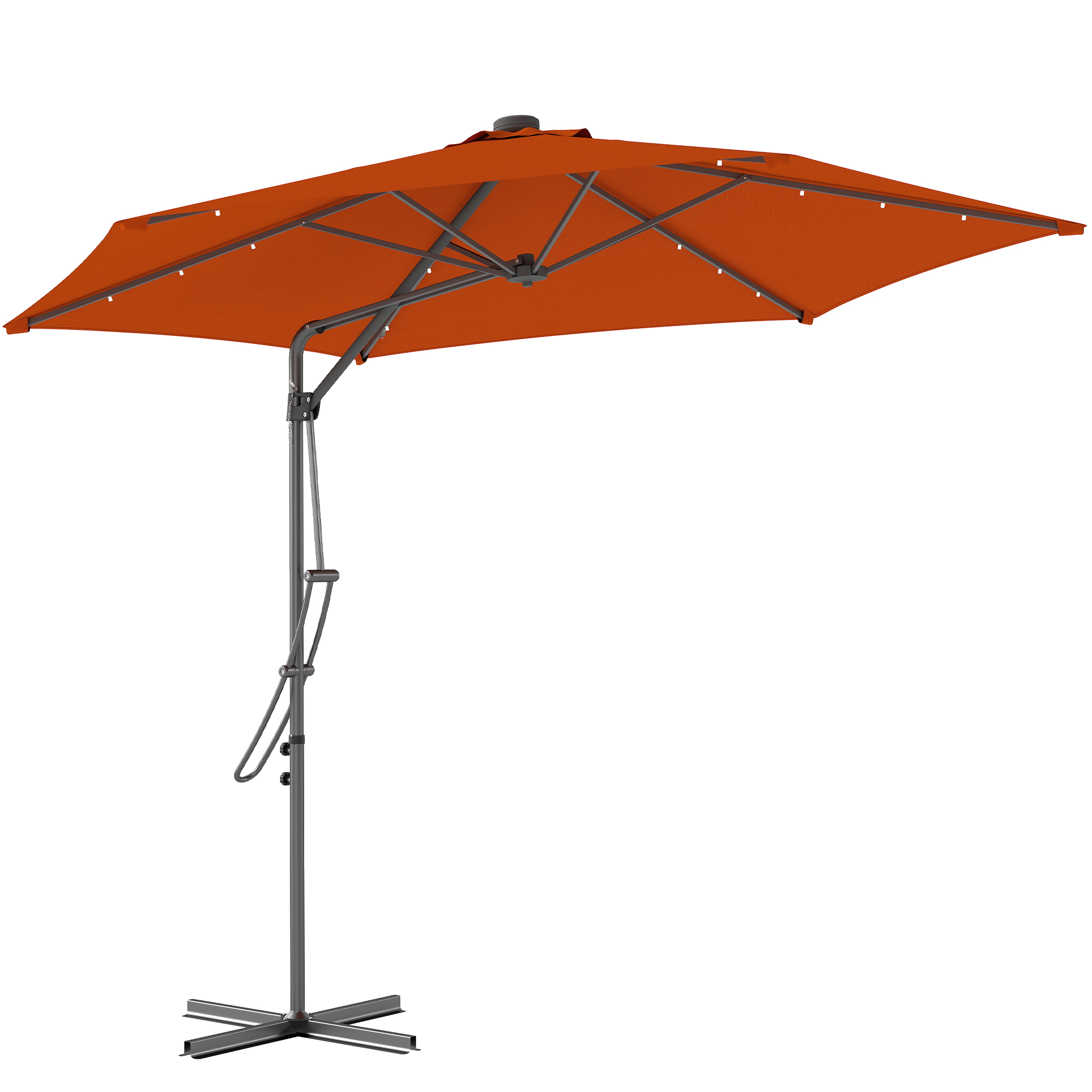 SUNVISTA 3(m) Garden Parasol Cantilever Umbrella with Solar LED - Orange - Life Essentials