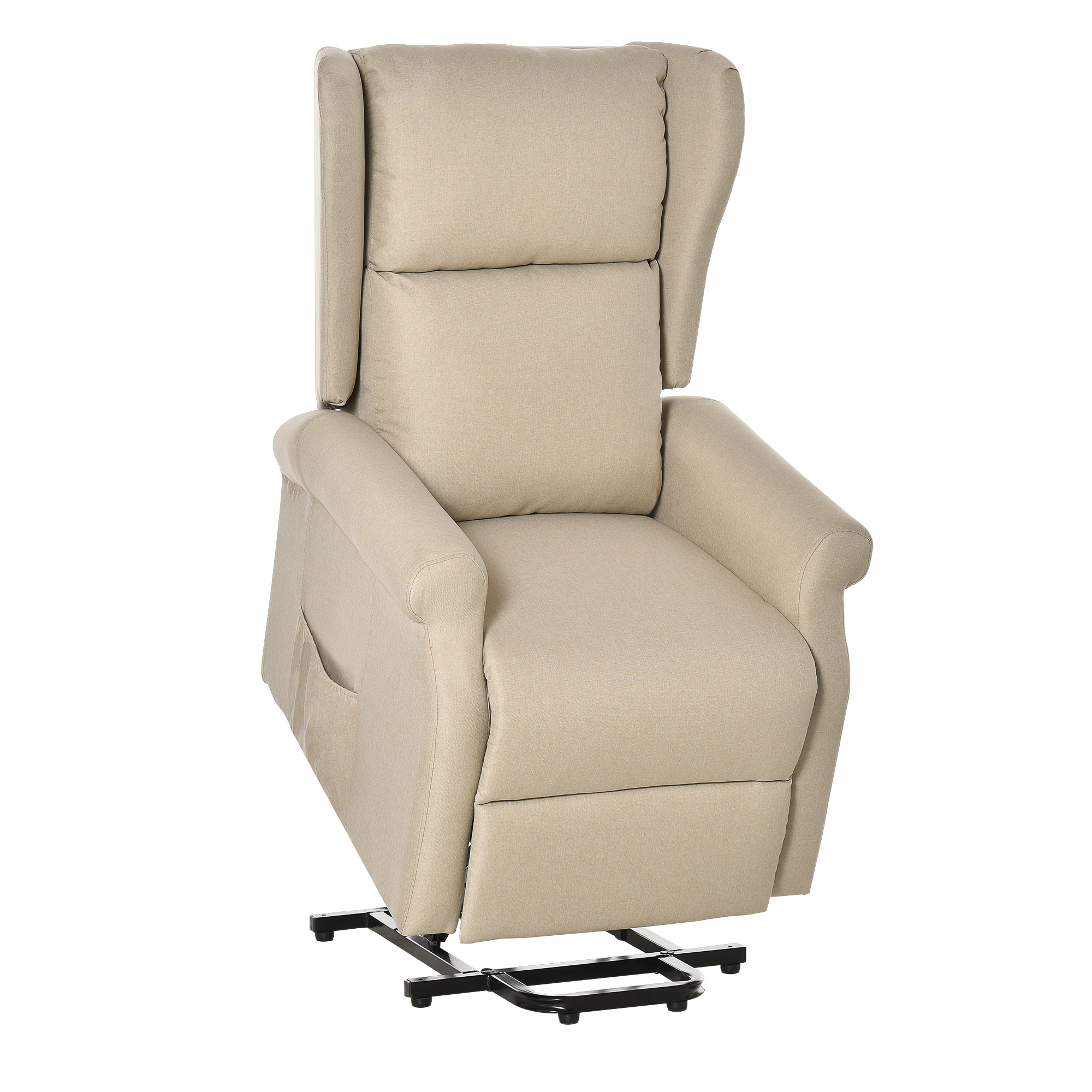 Fabric Electric Recliner Chair Recliner Armchair with Remote Control - Beige - Life Essentials