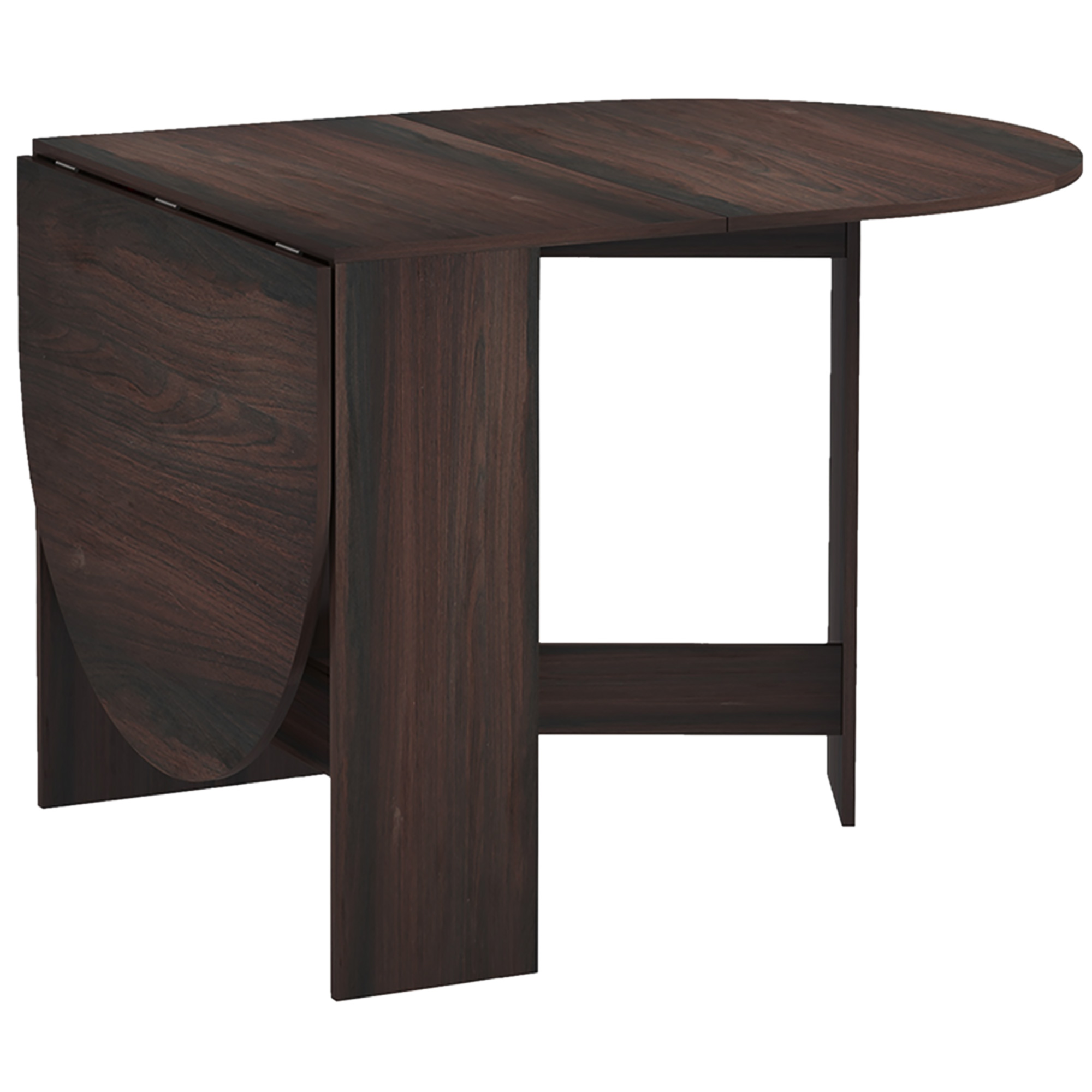 HERON Folding Dining Table, Drop Leaf Table for Small Spaces, Oval Tabletop for Dining Room, Chocolate Wood Effect - Life Essentials