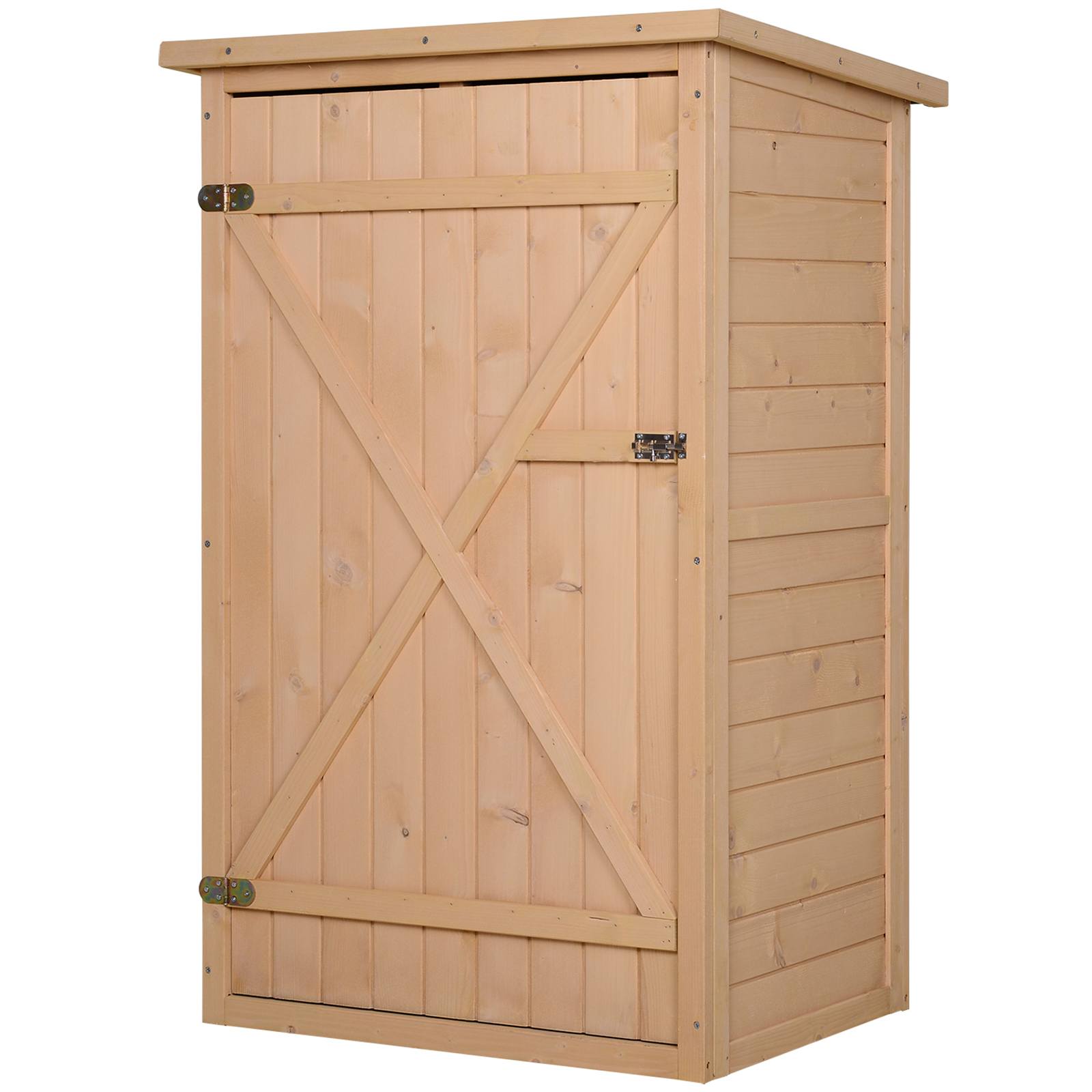 Wooden Garden Storage Shed Fir Wood Tool Cabinet Organiser with Shelves 75L x 56W x115Hcm - Life Essentials