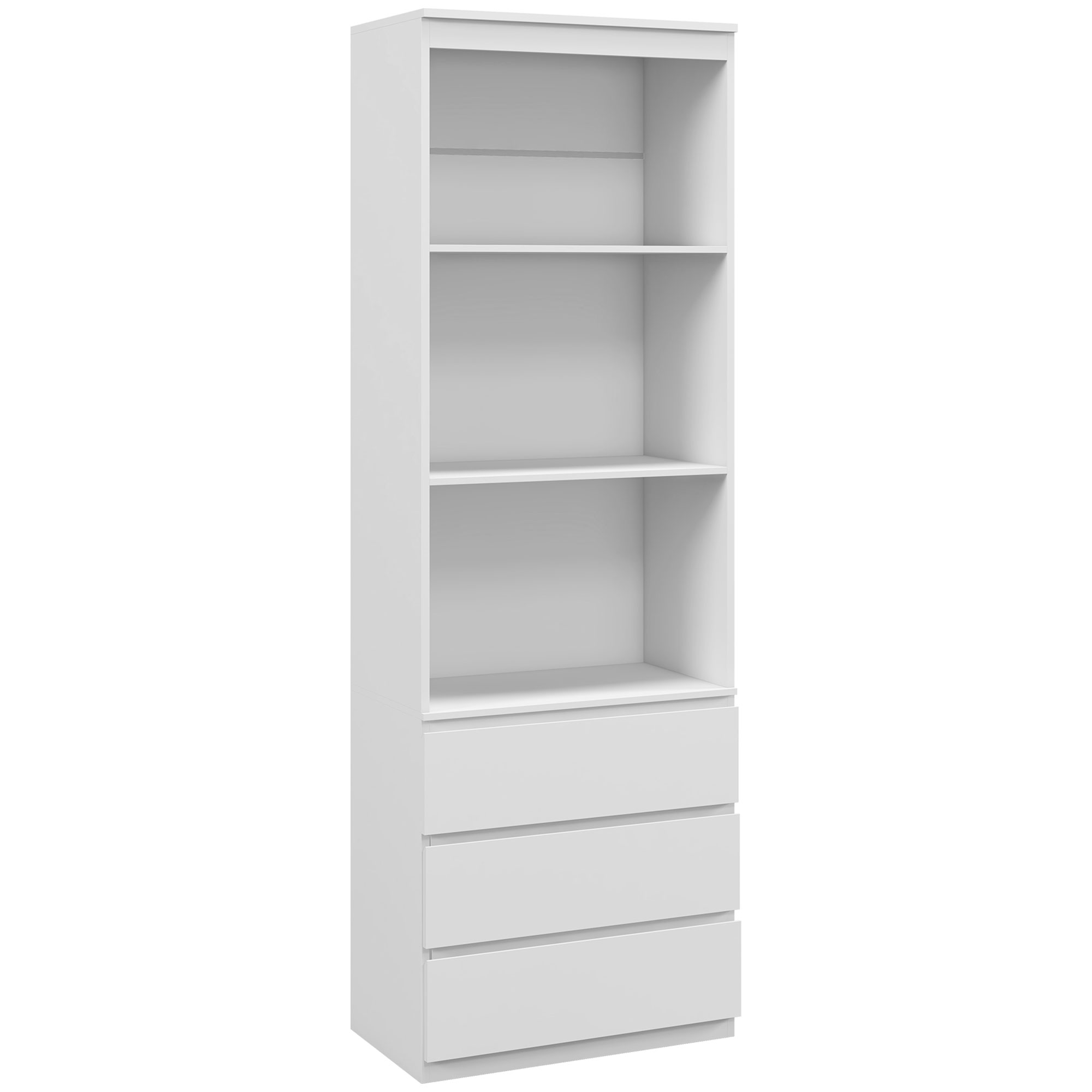 Scott 180cm Tall Bookcase with Shelves and Drawers - White - Life Essentials