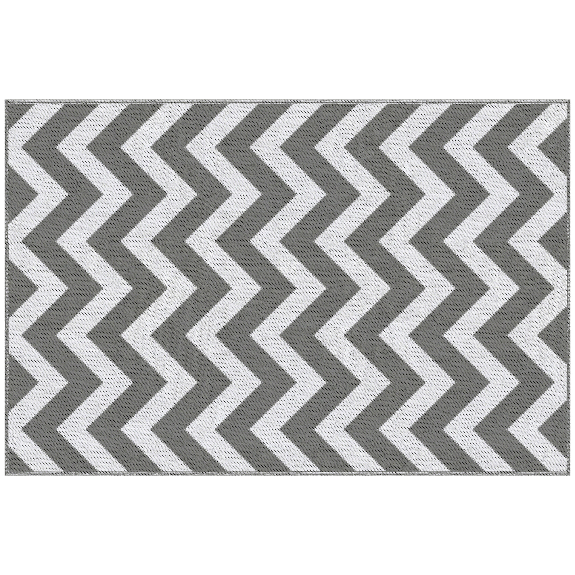 SUNVISTA Reversible Outdoor Rug, 1.2 x 1.8m Patio Carpet, Waterproof Plastic Rug for Garden, Deck, Picnic, Beach, Camping, Grey and White - Life 