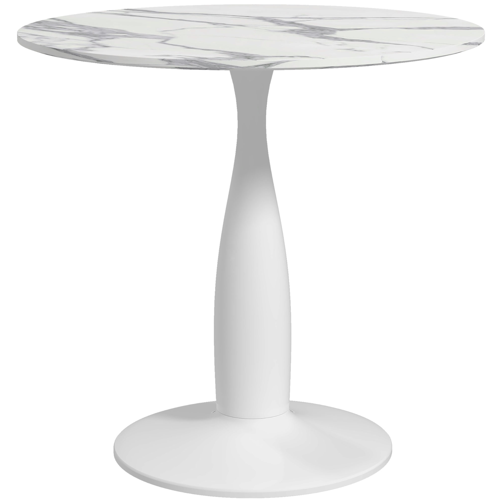 Round Dining Table, Modern Dining Room Table with Steel Base, Non-slip Foot Pad, Space Saving Small Dining Table - Life Essentials