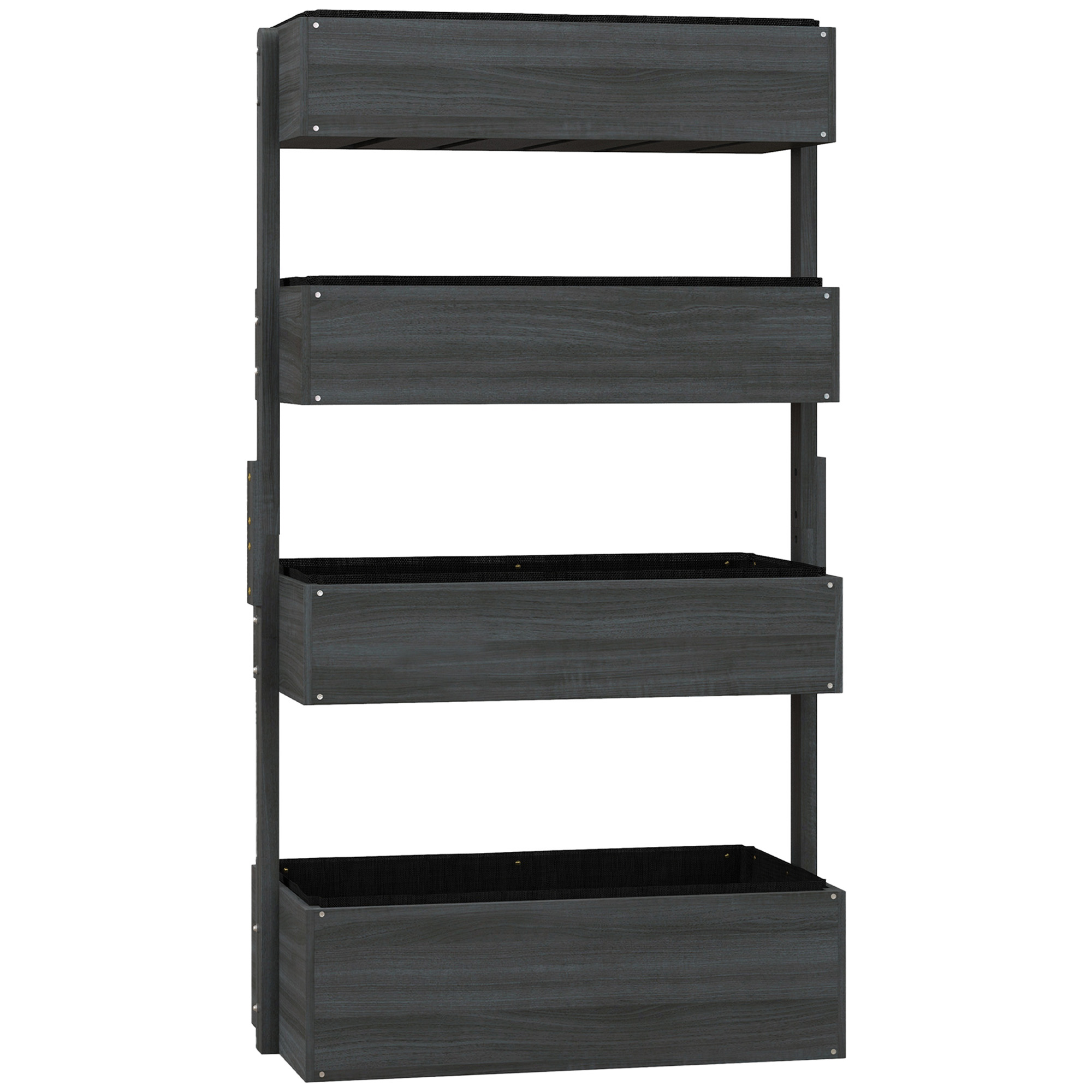 SUNVISTA Four-Tier Basket Wooden Plant Stand - Grey - Life Essentials