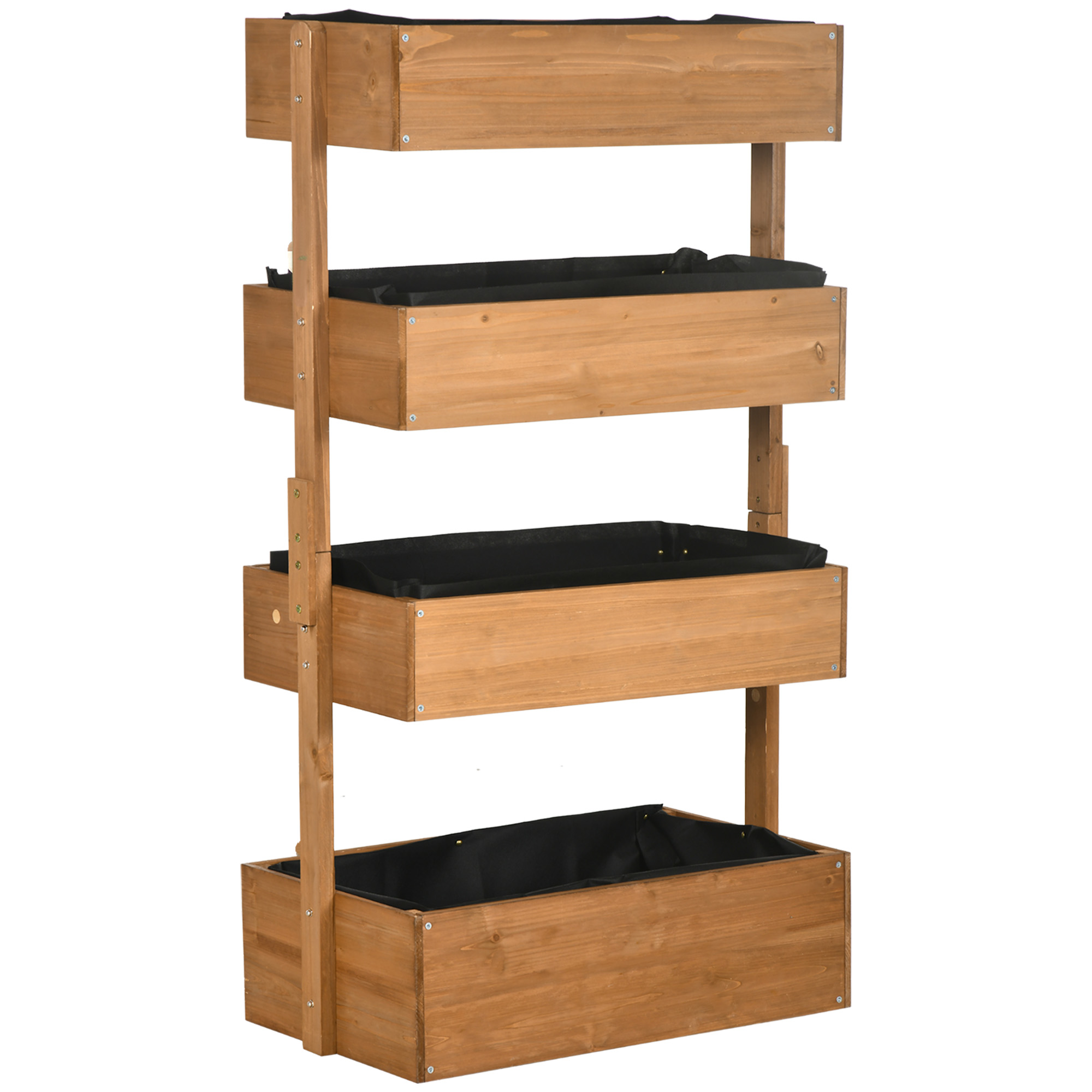 80cm x 45cm x 142cm 4-Tier Raised Garden Bed, Fir Wood Vertical Planter Box, Freestanding Elevated Plant Stand for Indoor Outdoor Use - Life 