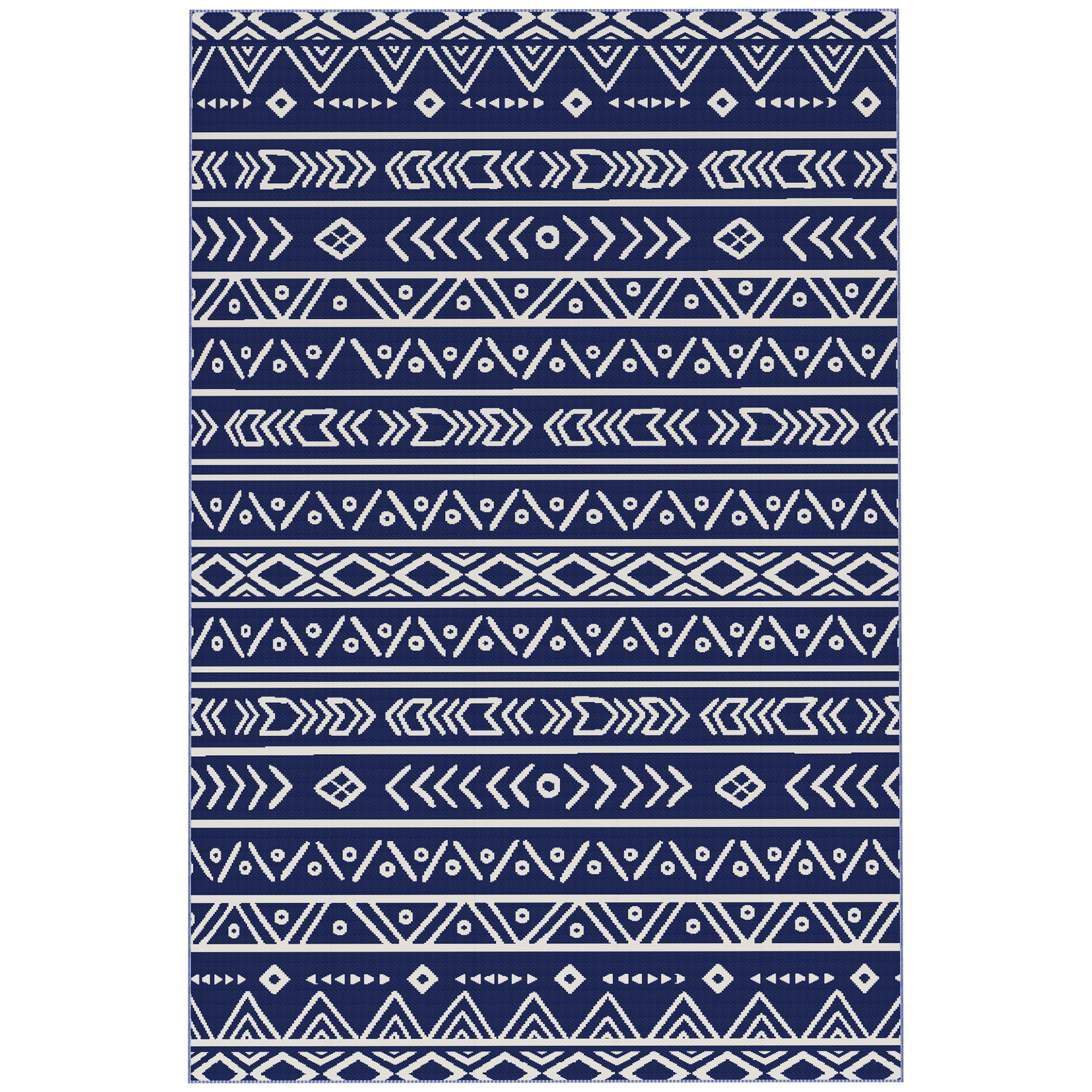 SUNVISTA Reversible Outdoor Rug with Carry Bag, Waterproof Plastic Mat for Patio, Beach, Camping - Blue/White - Life Essentials