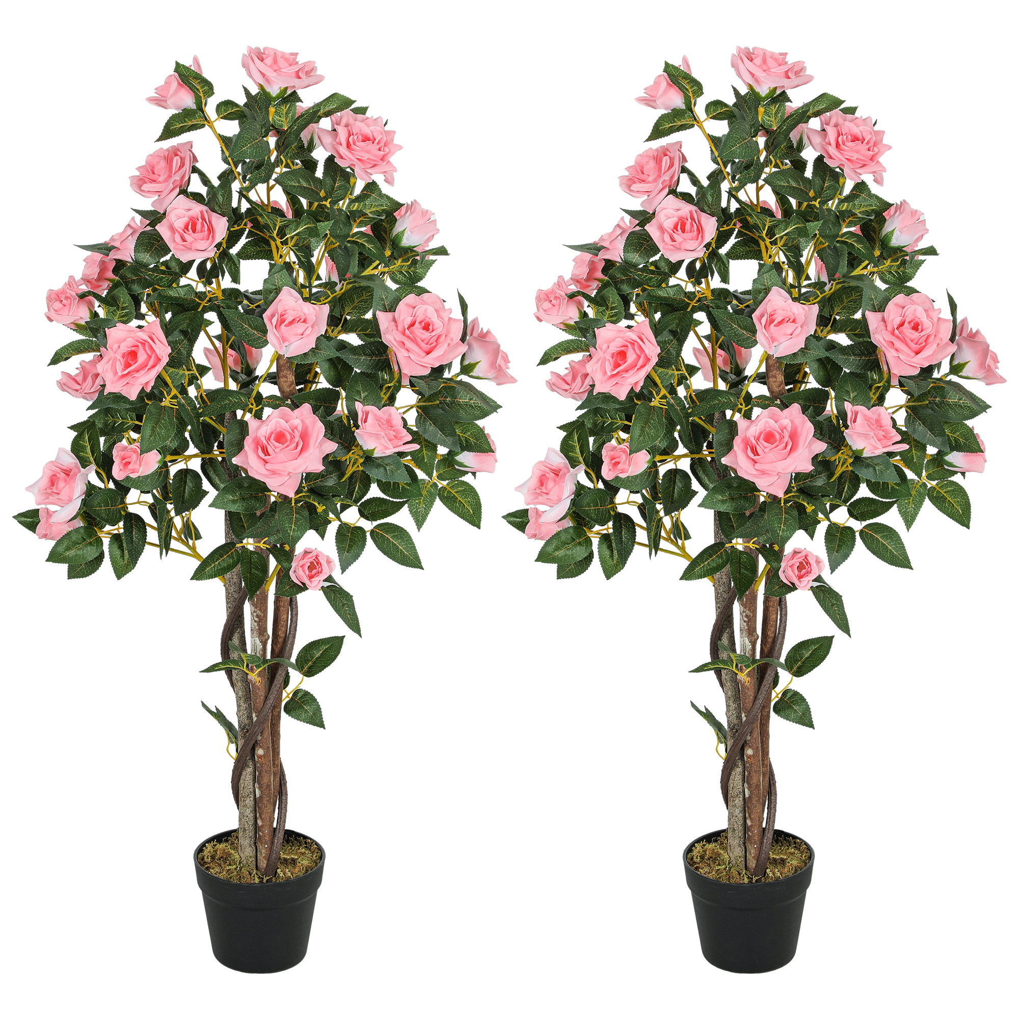 HERON Set of Two Faux Rose Plants, with Pots - Life Essentials